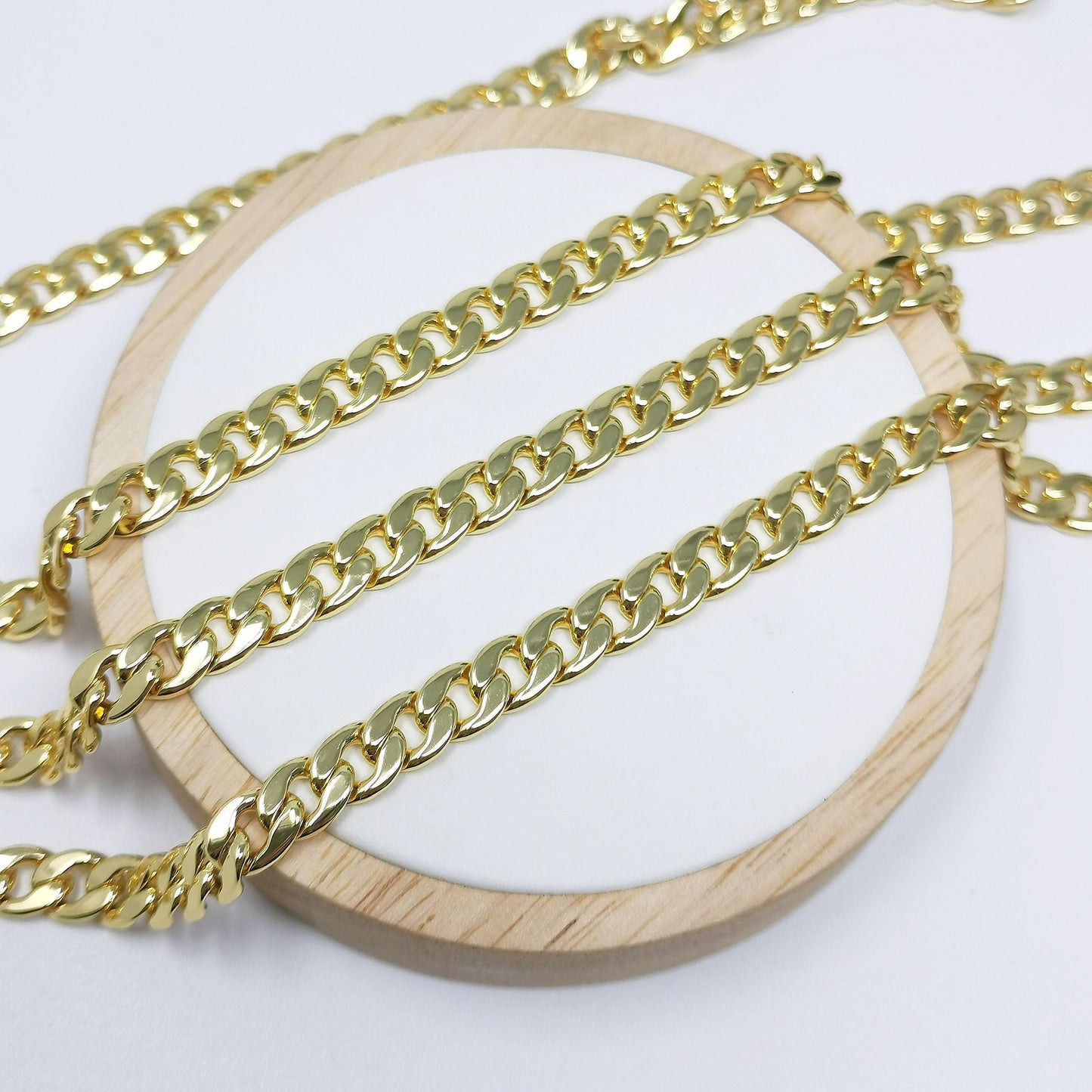 24k gold 9.7mmx7mm cuban curb chain by yard, cuban curb chain, wholesale bulk roll chain for diy craft, thickness 2.1mm,roll-389