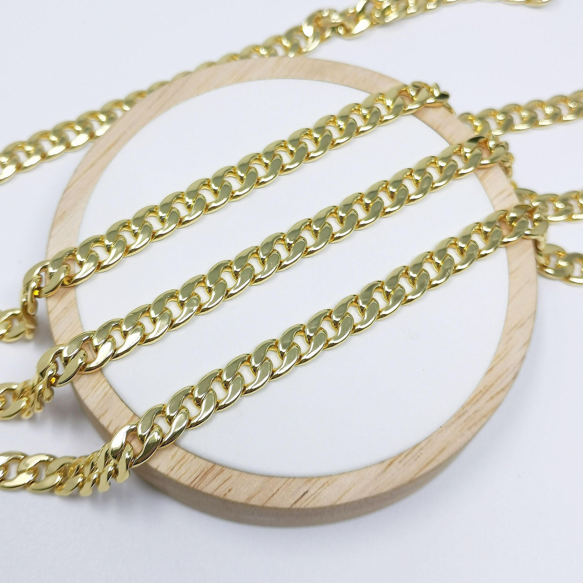 24k gold 9.7mmx7mm cuban curb chain by yard, cuban curb chain, wholesale bulk roll chain for diy craft, thickness 2.1mm,roll-389