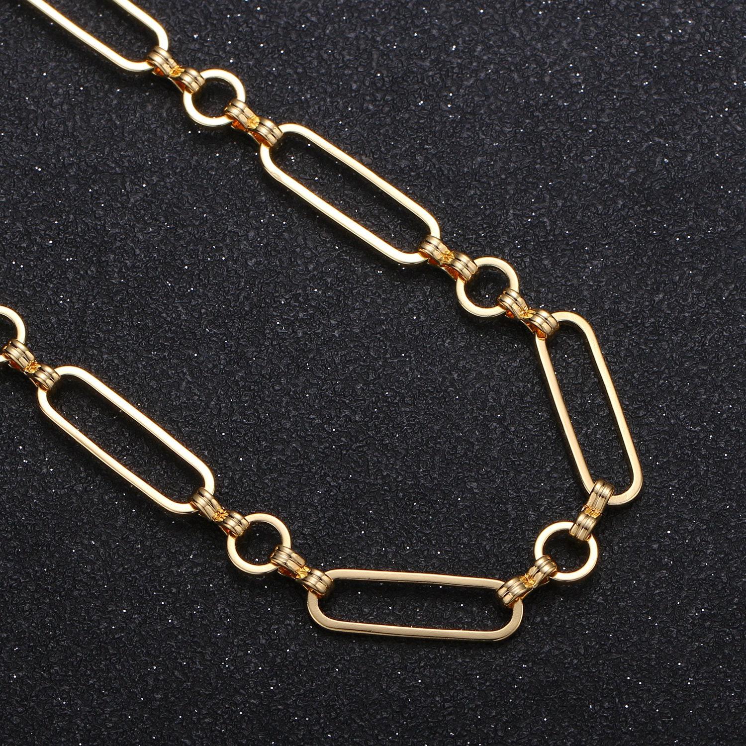 Gold oval and figure 8 rolo chain, bold chain by yard, great quality bulk chain for jewelry supplies, 372