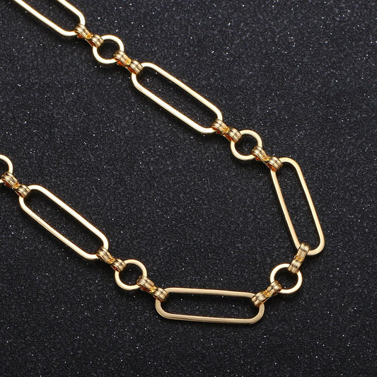 Gold oval and figure 8 rolo chain, bold chain by yard, great quality bulk chain for jewelry supplies, 372