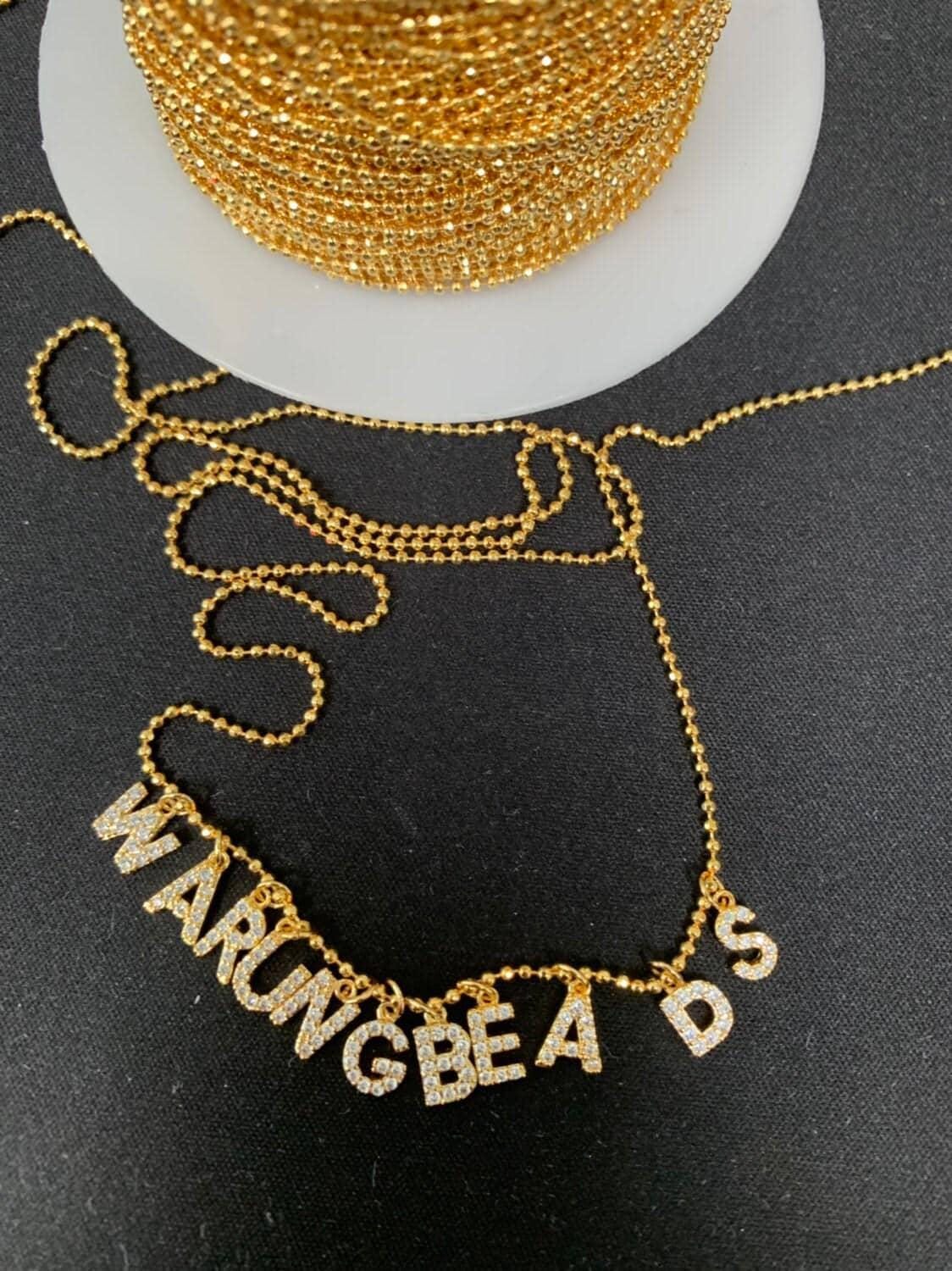 1.3 mm ball beads 24k gold chain by yard, special chain, buoy chain, round beads chain for diy craft, roll-357
