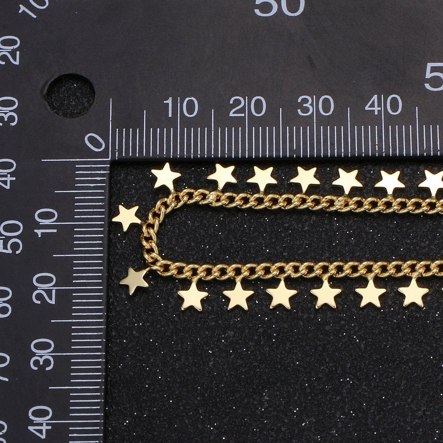 Star charm 24k gold chain by yard, galaxy charm chain, wholesale bulk roll chain width 2.3mm thickness 1.5mm, roll-353