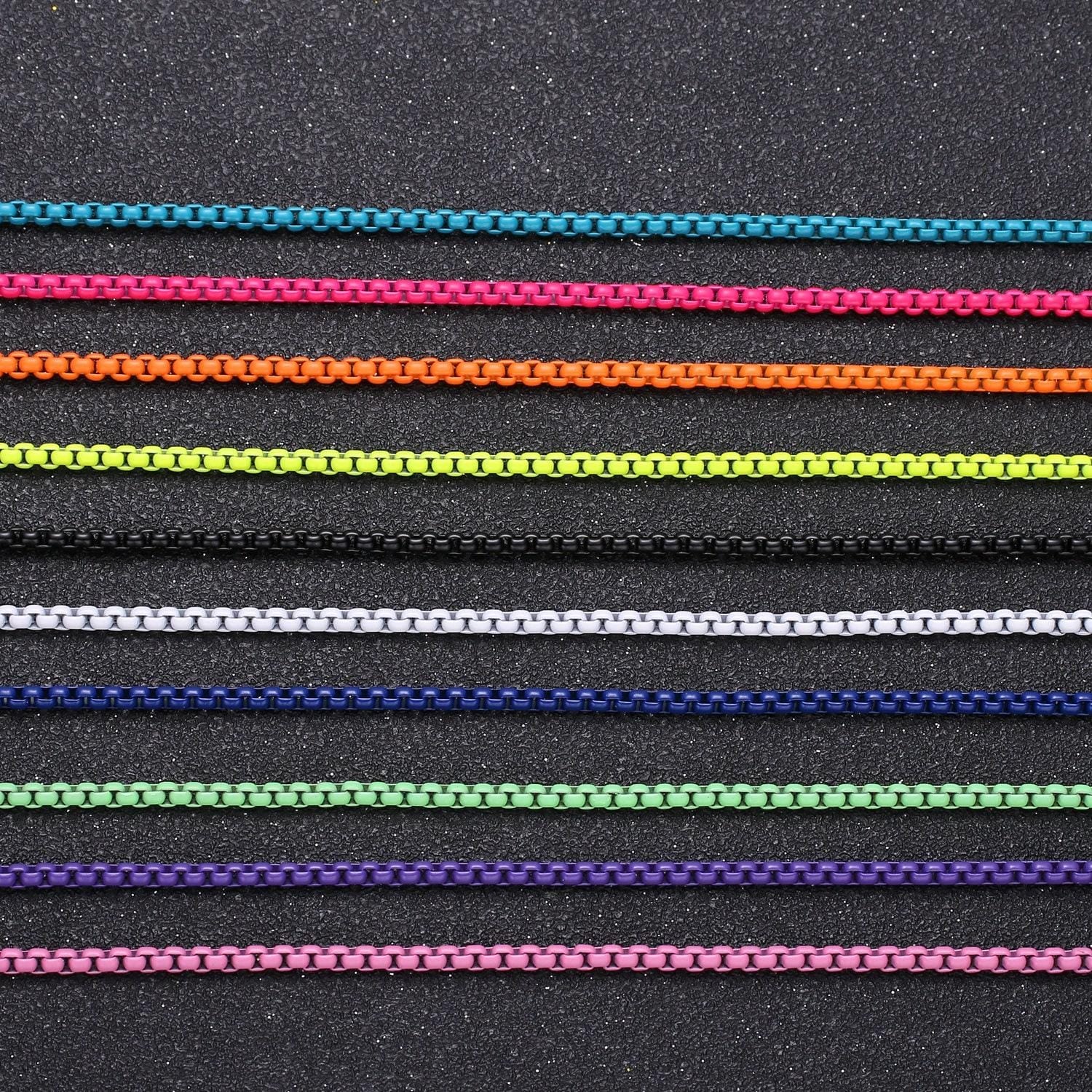 Fuchsia, highlight green, orange color fancy enamel link rolo cable chain by yard, square link chain by yard, width 2.6mm, roll-341,342,343
