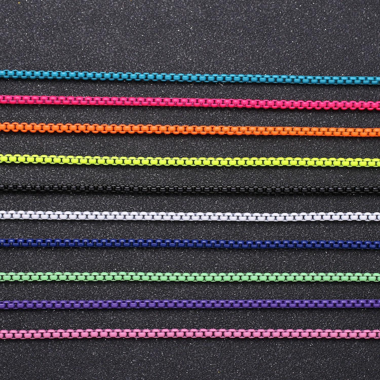Black, navy blue, lime green color fancy enamel link rolo cable chain by yard, square link chain by yard, width 2.6mm,roll-338,339,340