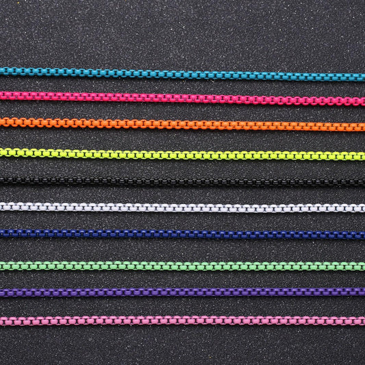 Black, navy blue, lime green color fancy enamel link rolo cable chain by yard, square link chain by yard, width 2.6mm,roll-338,339,340