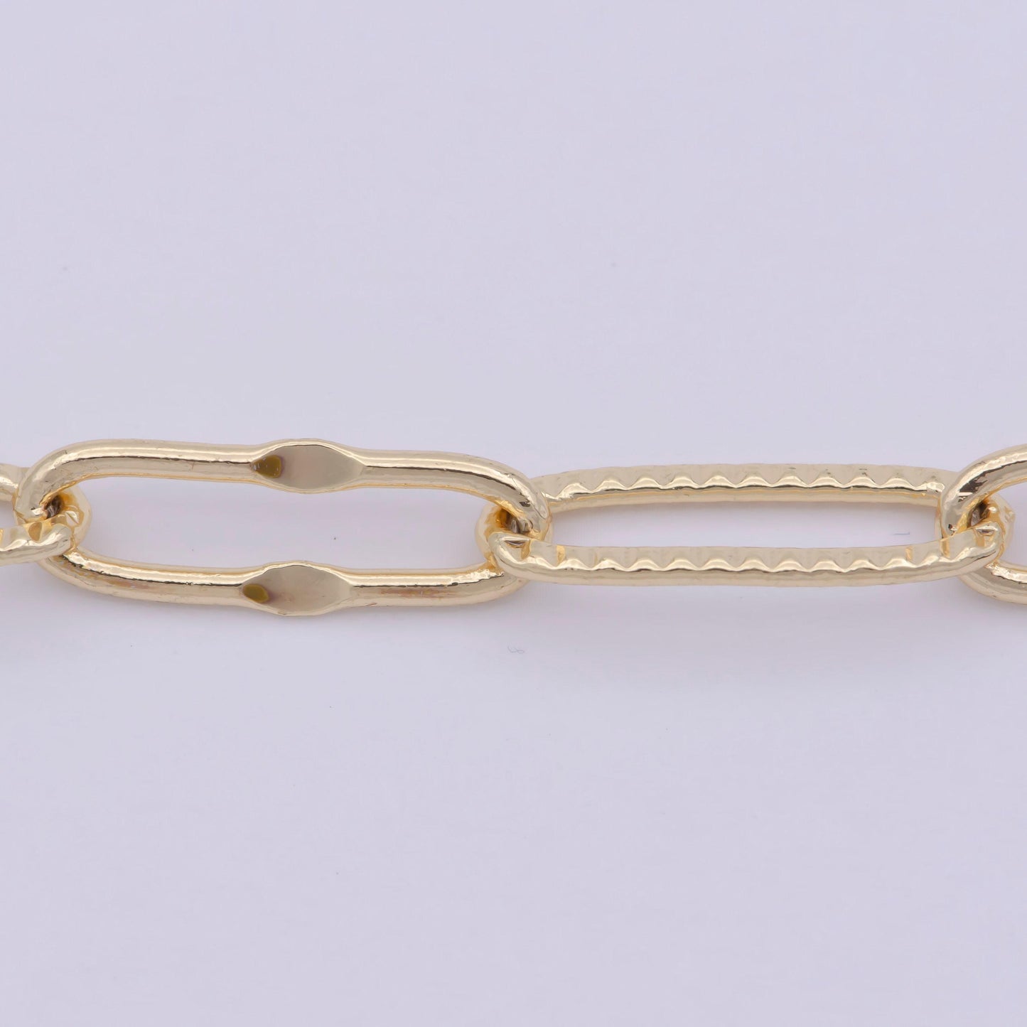 Oval gold embosed paper clip chain by yard, link chain wholesale bulk roll chain for jewelry making, size 14.5mmx5mm, roll-300/712
