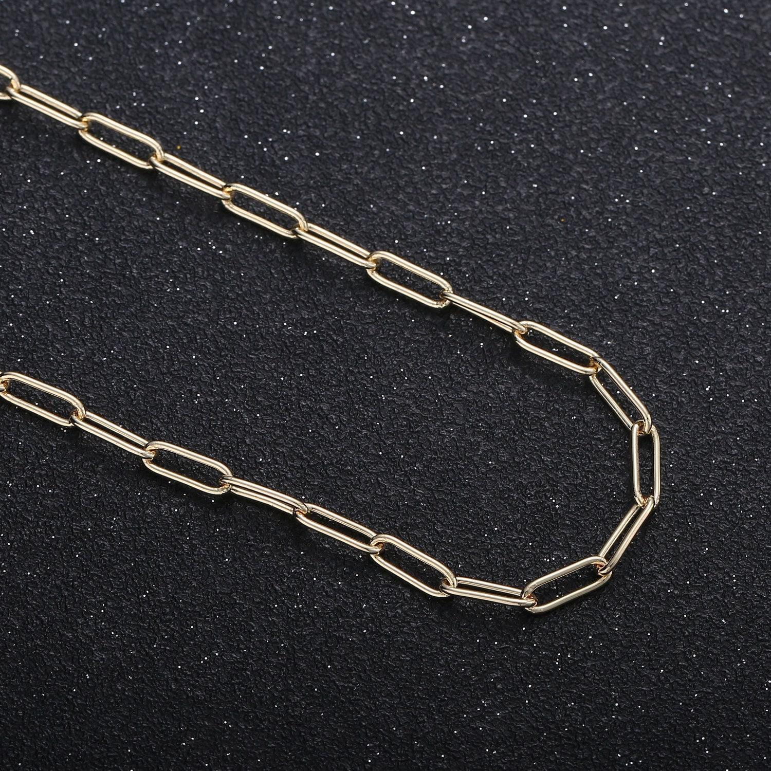 Dainty gold paper clip chain by yard, link chain wholesale bulk roll chain for jewelry making, size 8.8x2mm, roll-299