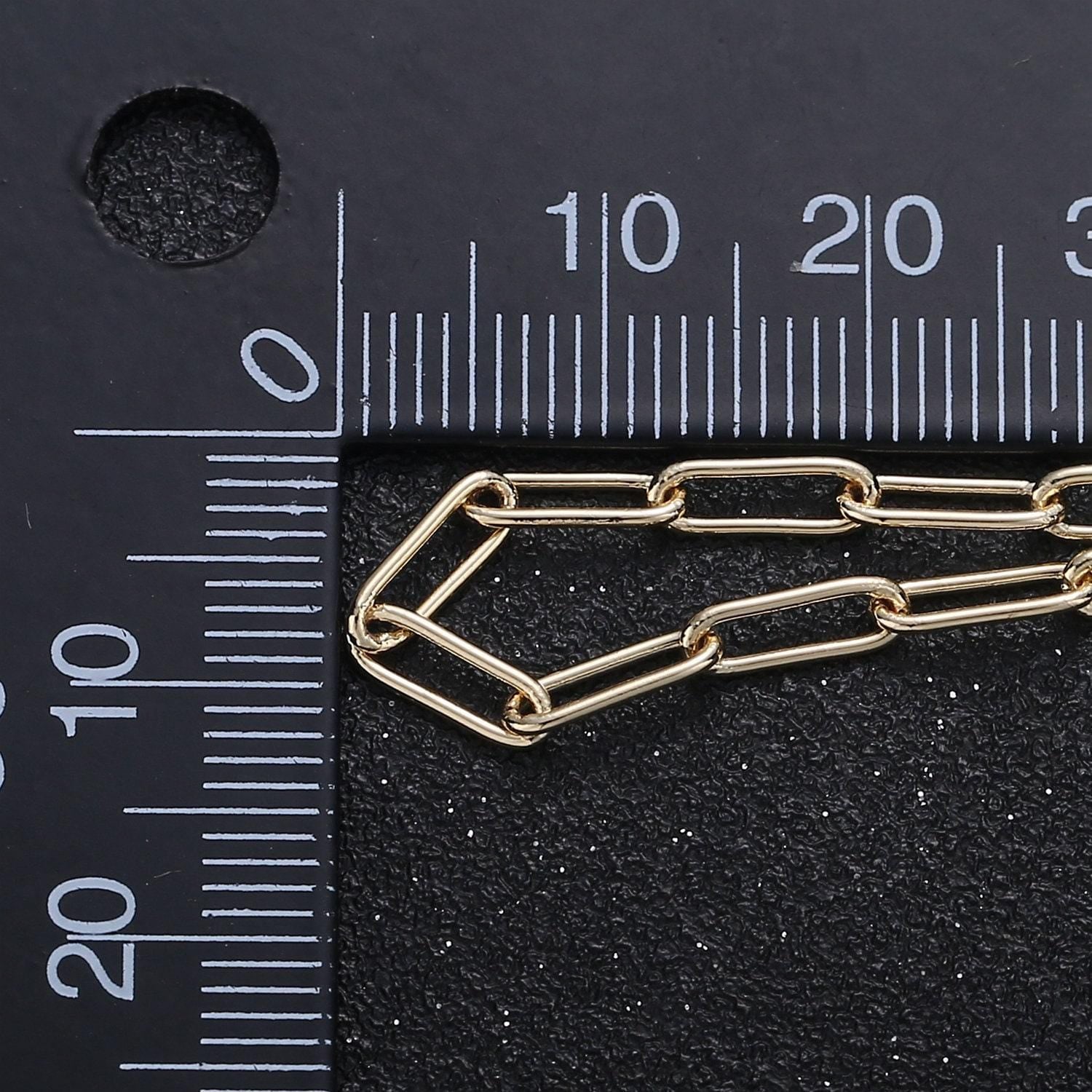 Dainty gold paper clip chain by yard, link chain wholesale bulk roll chain for jewelry making, size 8.8x2mm, roll-299