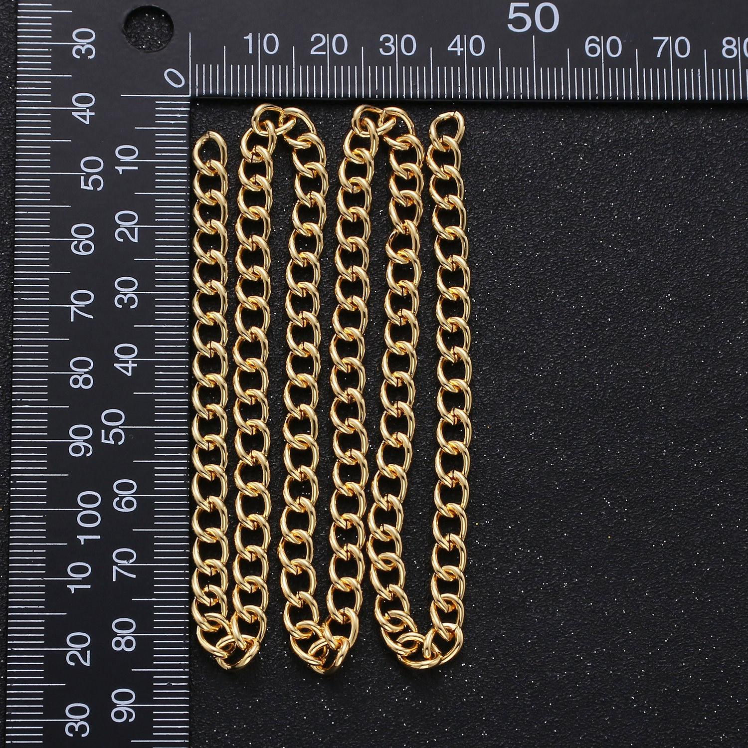 24k gold 5.3mm cuban curb chain by yard, cuban curb chain, wholesale bulk roll chain for jewelry making, thickness 1.2mm, 282