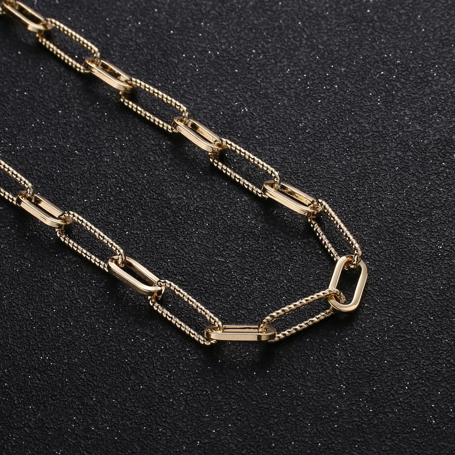 Paperclip chain necklace, 16k gold filled, long oval paper clip chain 2x4mm, nickel free unfinished link chain | roll-270
