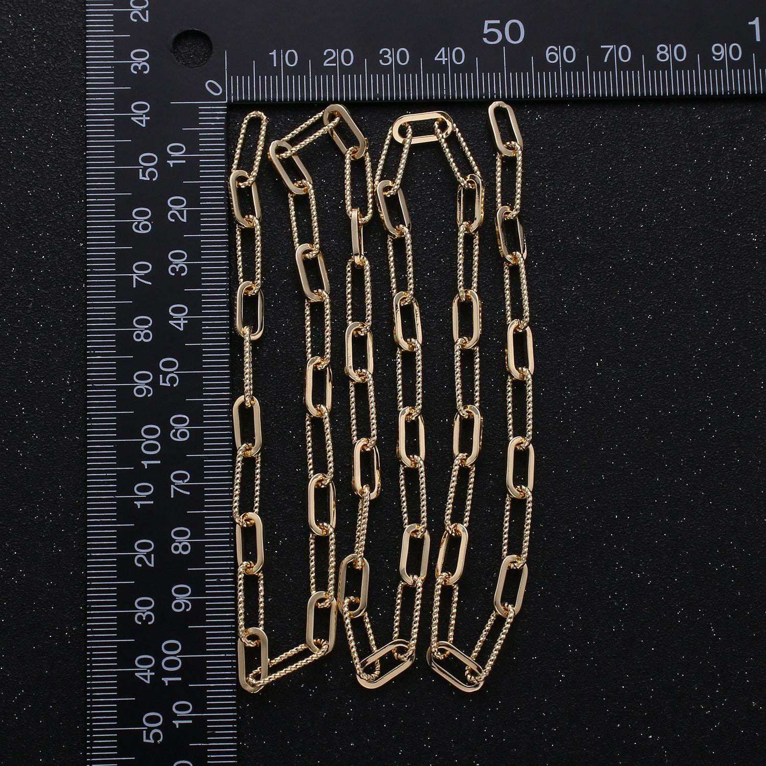 Paperclip chain necklace, 16k gold filled, long oval paper clip chain 2x4mm, nickel free unfinished link chain | roll-270