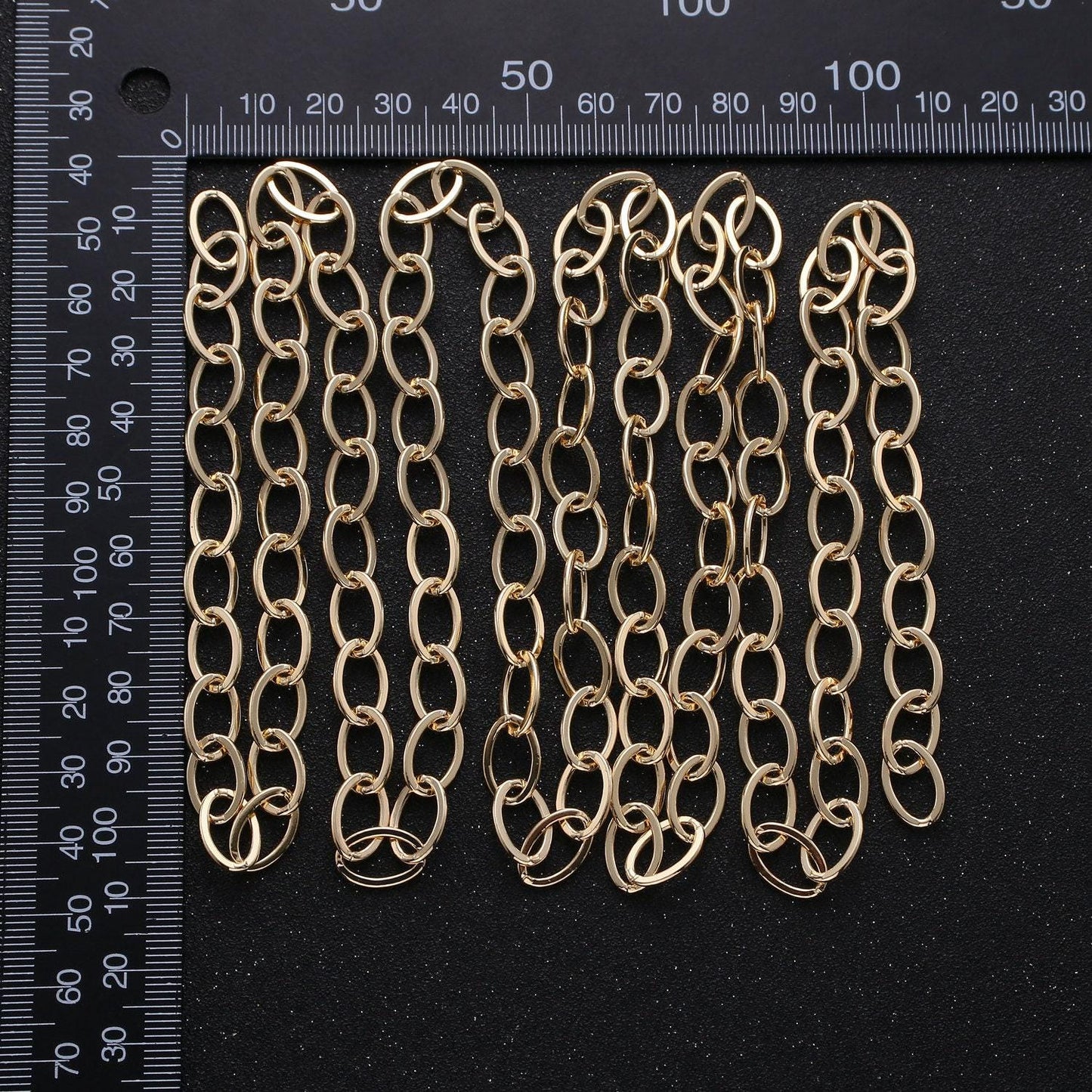 Oval paperclip chain gold by yard, oval link chain by foot, paper clip link for diy craft, roll-259