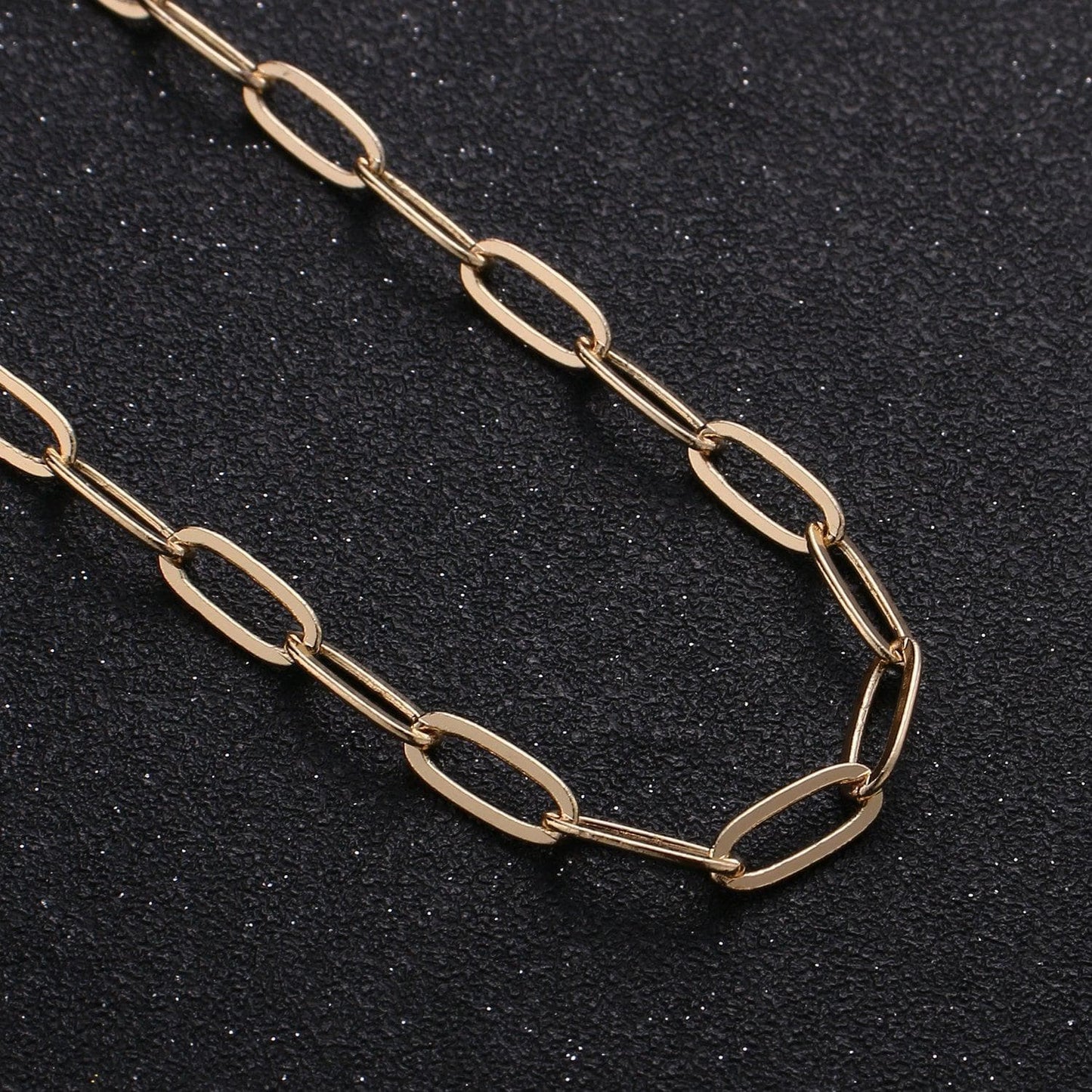 Gold paperclip rolo cable chain by yard, oval gold cable rolo chain by foot, thicknest 1 mm, roll-256
