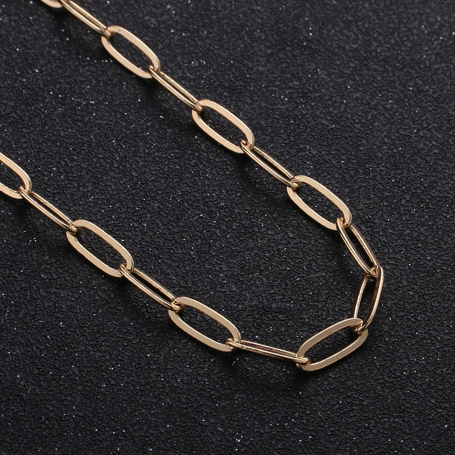 Gold paperclip rolo cable chain by yard, oval gold cable rolo chain by foot, thicknest 1 mm, roll-256