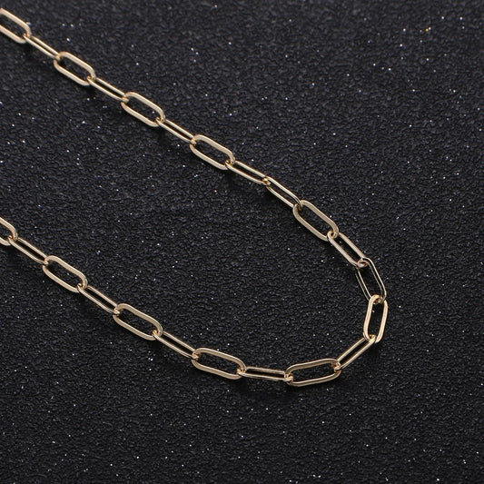 Gold paperclip rolo cable chain by yard, gold cable rolo chain by foot, thicknest 0.3mm, roll-255
