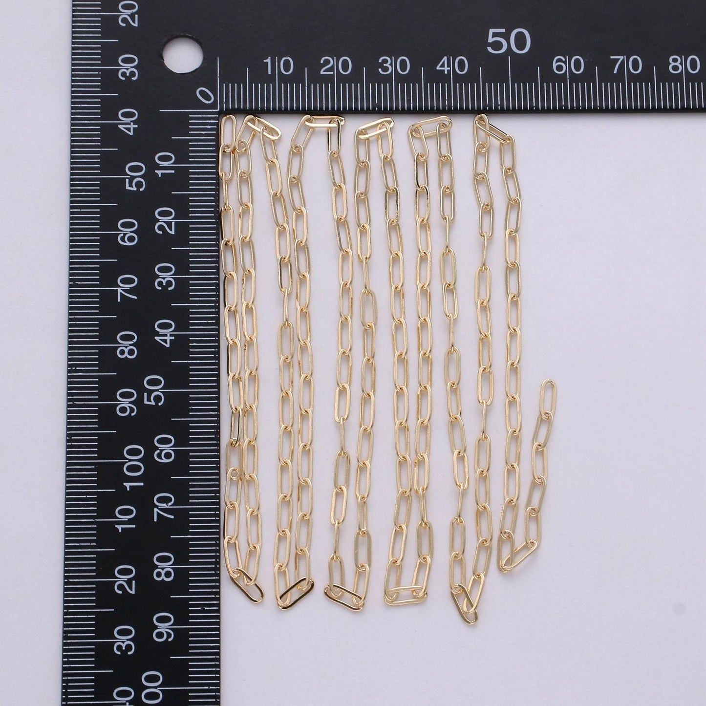 Gold paperclip rolo cable chain by yard, gold cable rolo chain by foot, thicknest 0.3mm, roll-255