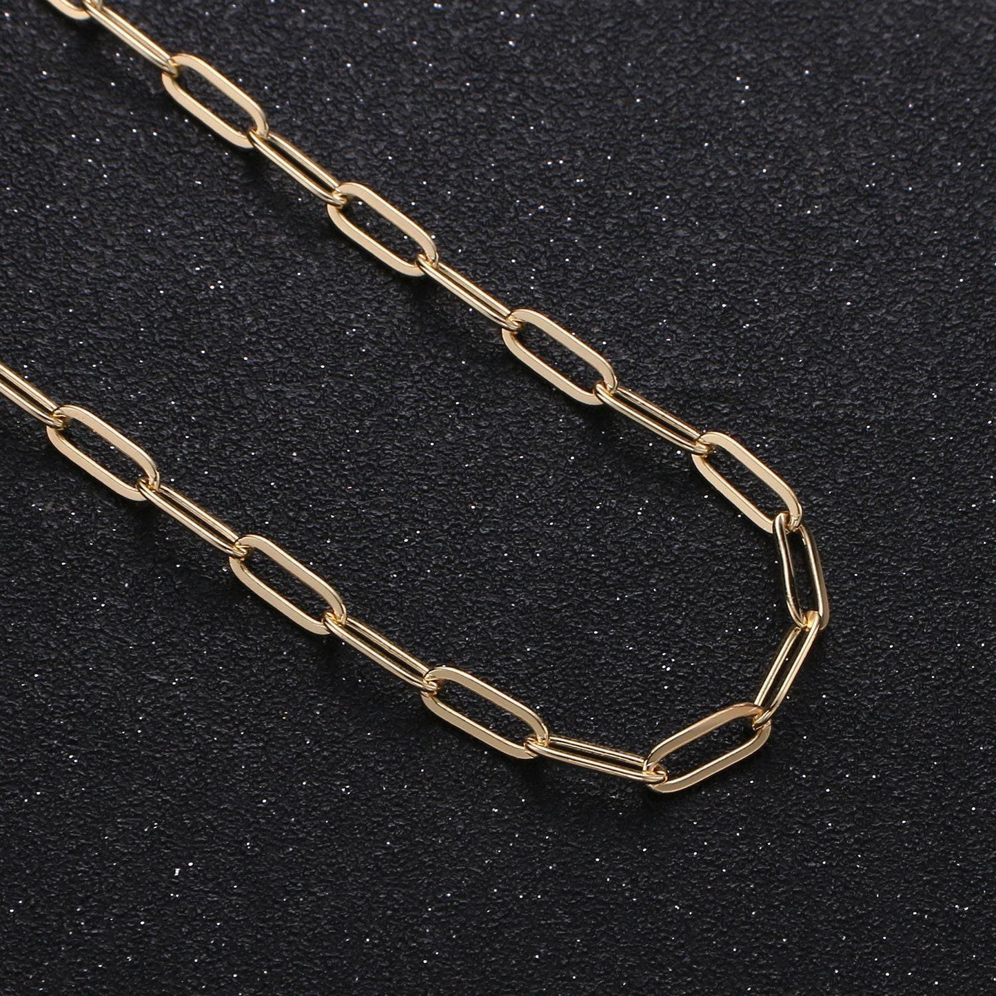 Gold rolo cable paperclip chain by yard, link cable thick elongate chain, wholesale bulk roll chain jewelry making 248 / 258