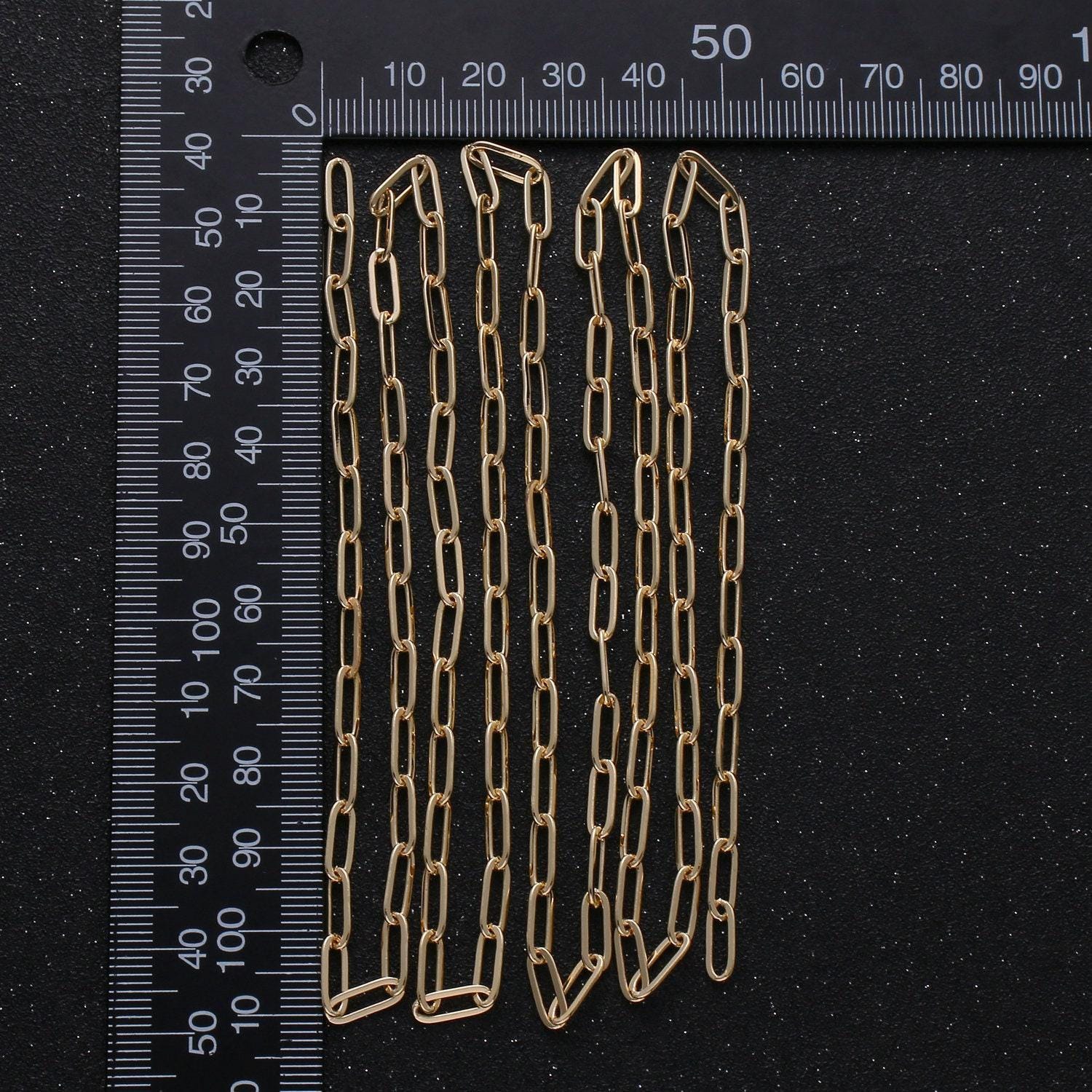 Gold rolo cable paperclip chain by yard, link cable thick elongate chain, wholesale bulk roll chain jewelry making 248 / 258