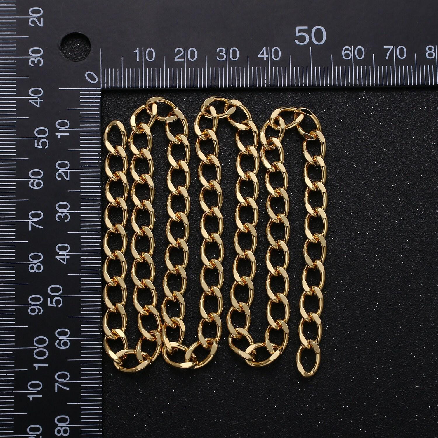24k gold miami curb chain by yard, gold cuban curb chain by foot, wholesale bulk roll chain jewelry making 8x5mm,236