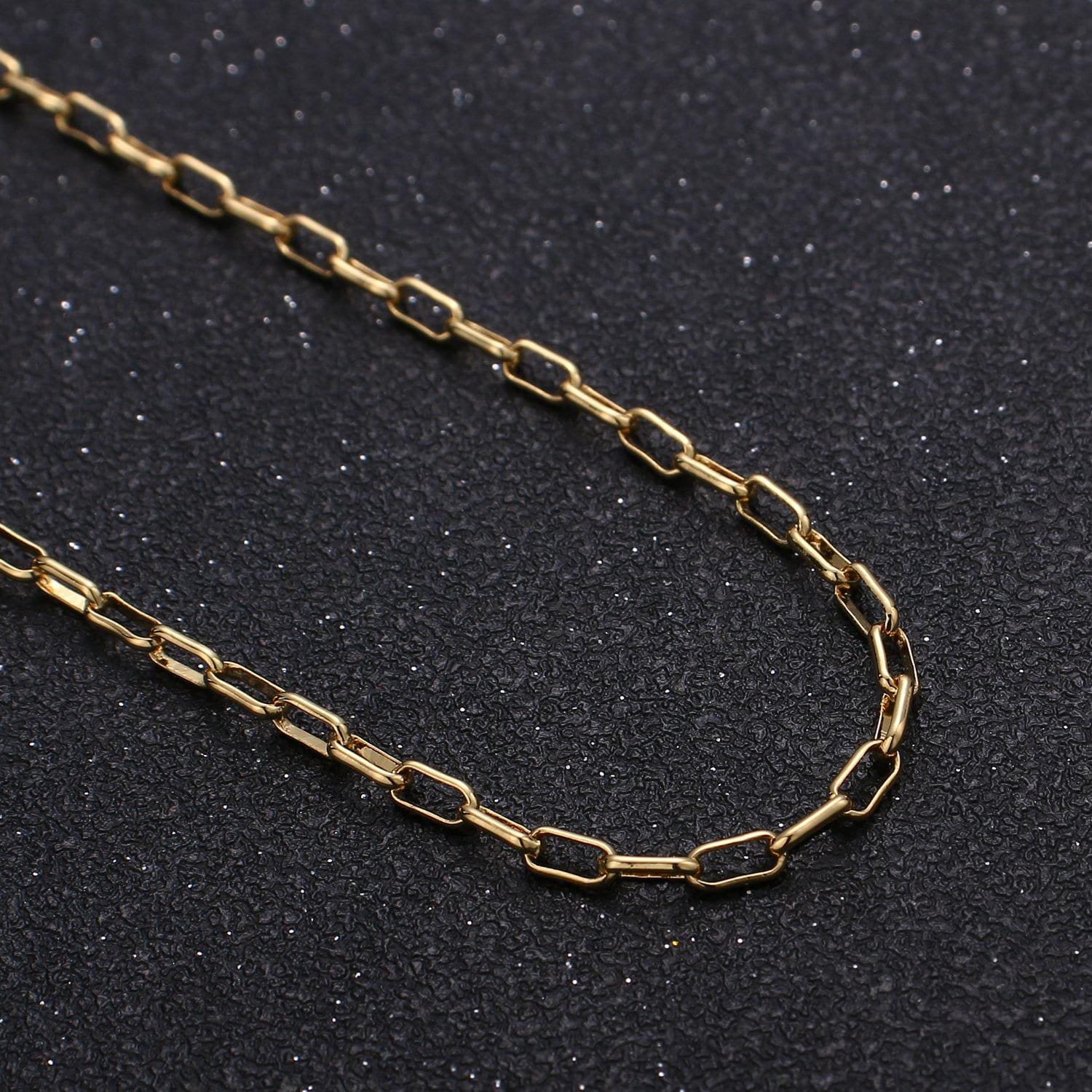 24k gold rolo cable paperclip chain by yard, link cable rolo elongate chain, wholesale bulk roll chain jewelry making 5x2.2mm, 228