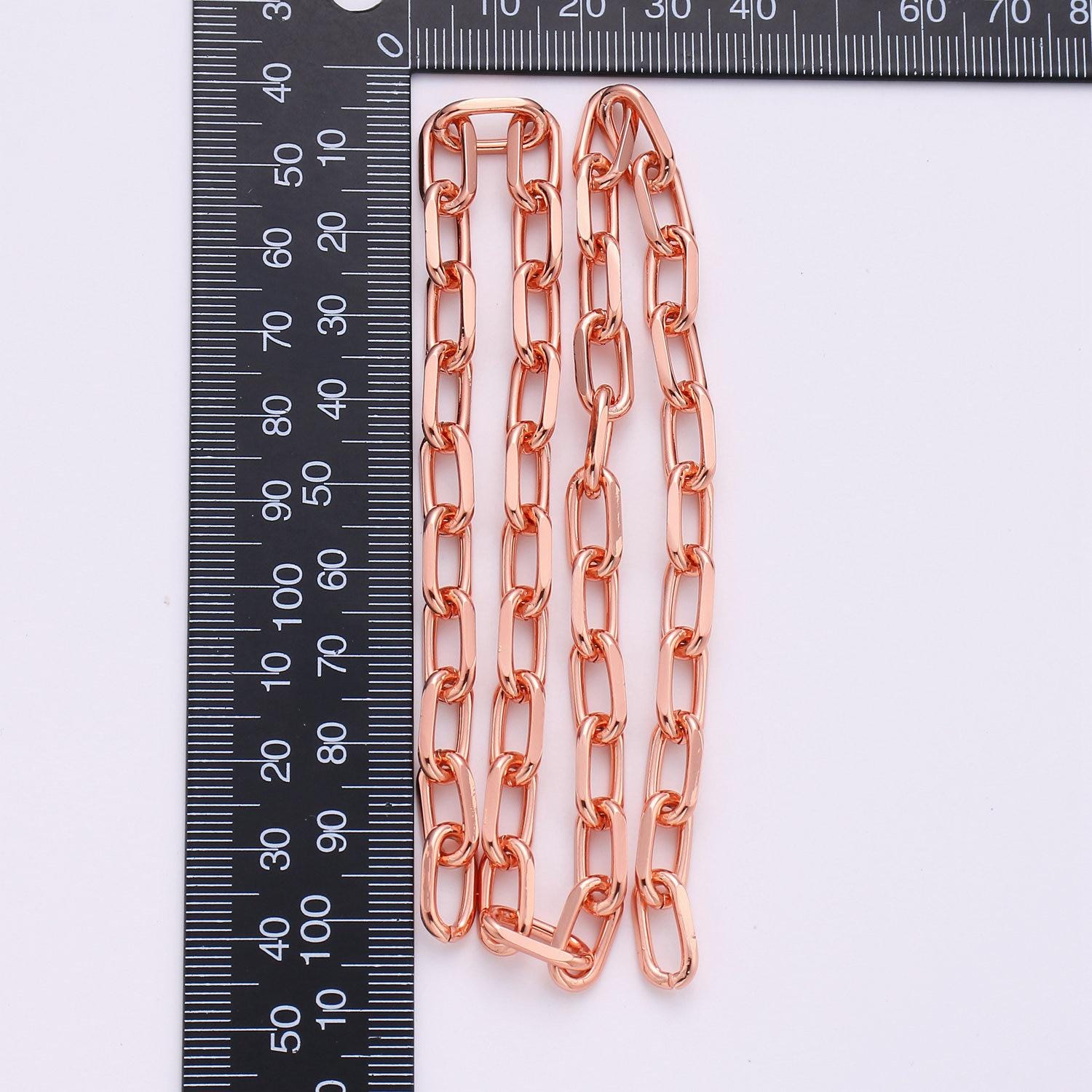 Thick rolo cable paperclip 24k gold chain by yard, link cable rolo elongate chain by foot, chain for diy craft ideas 143,144,145,146