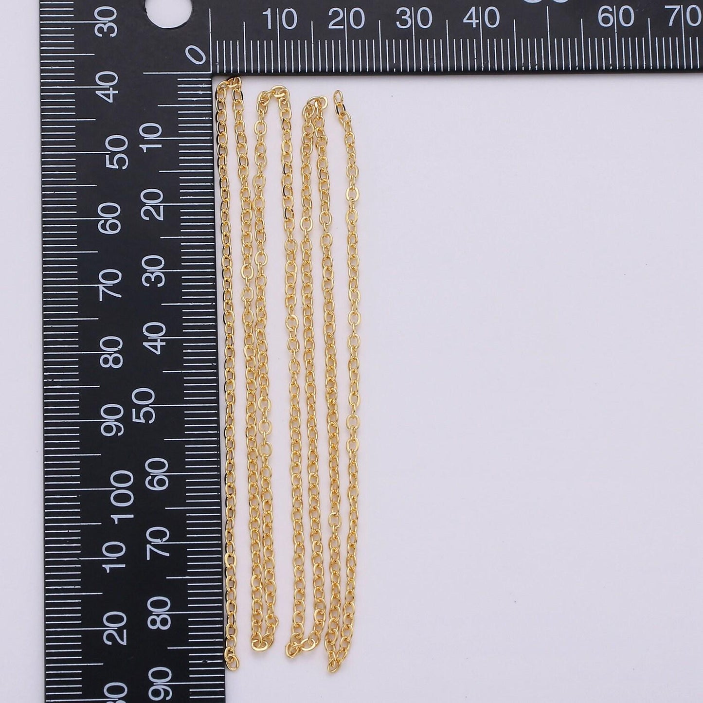 Gold rolo cable chain by yard, oval link chain by foot, wholesale bulk roll chain for diy jewelry, thickness 2mm,134