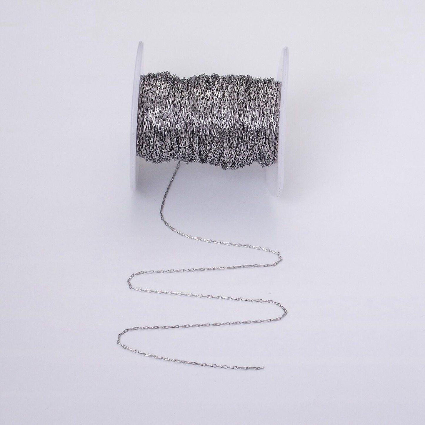 Fine silver horse shoe chain 1.1mm unfinished chain by yard unique horseshoe link chain | roll-1327