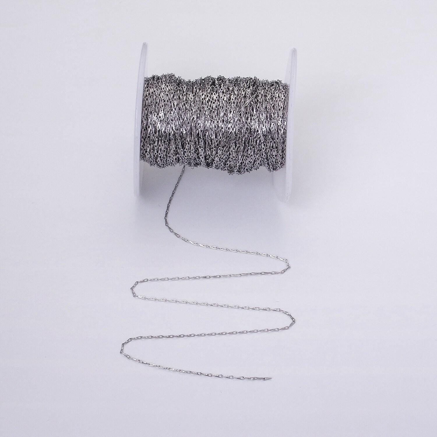 Fine silver horse shoe chain 1.1mm unfinished chain by yard unique horseshoe link chain | roll-1327