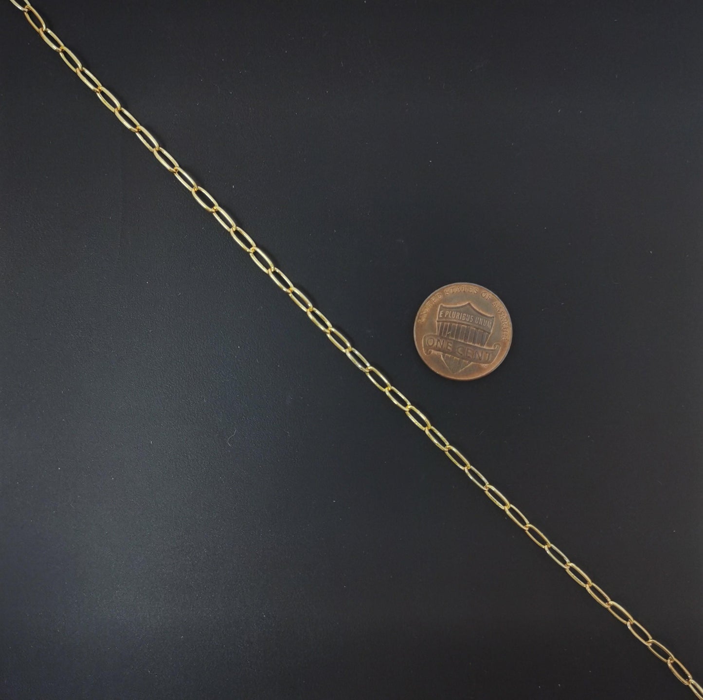 Gold paperclip rolo cable chain by yard, gold cable rolo chain, wholesale bulk roll chain for jewelry making #39 / 129