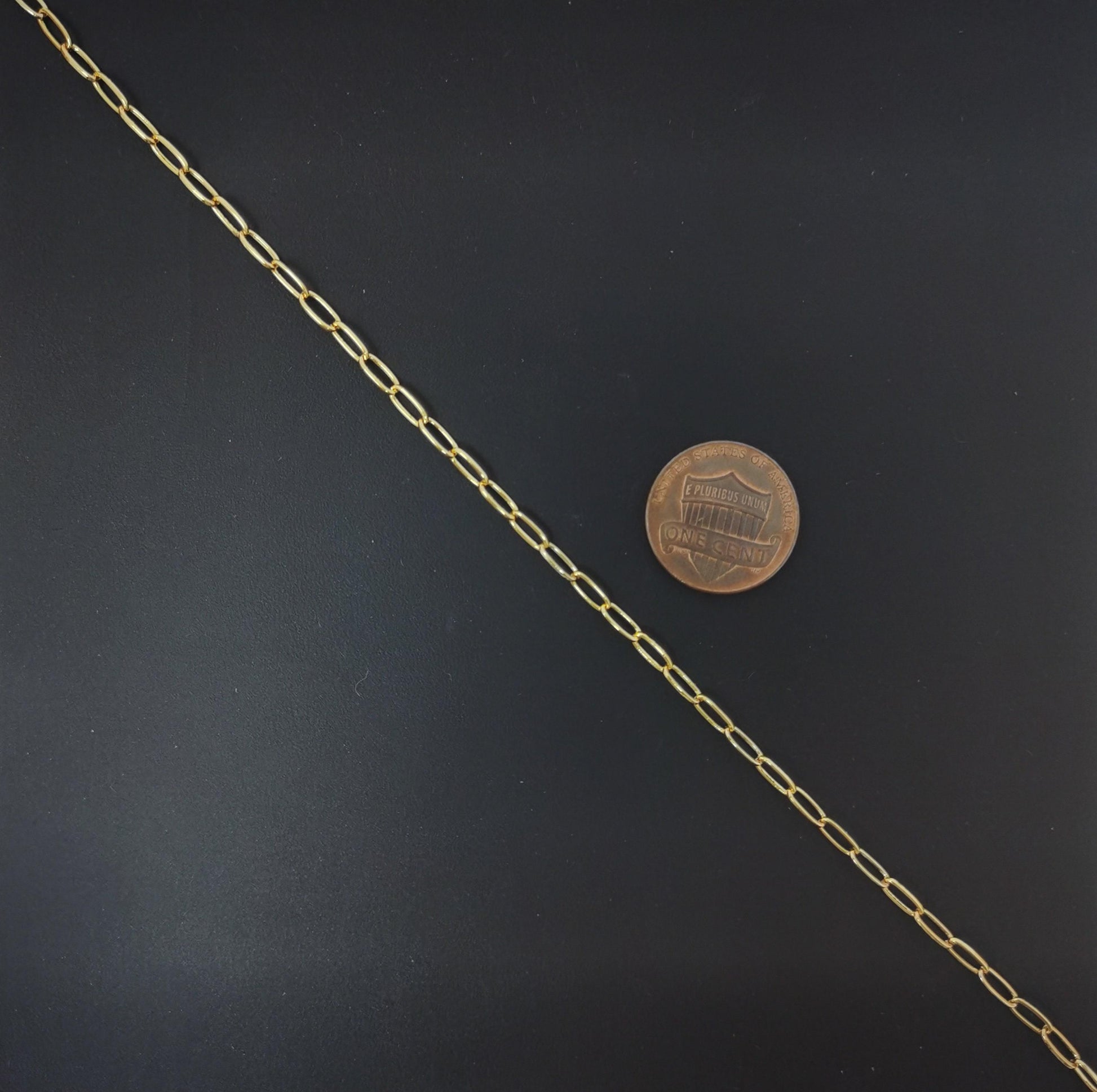Gold paperclip rolo cable chain by yard, gold cable rolo chain, wholesale bulk roll chain for jewelry making #39 / 129