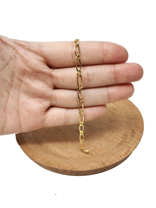 24k gold figaro chain by yard, cable figaro chain by foot, wholesale bulk roll chain for jewelry making, width is 4mm,103