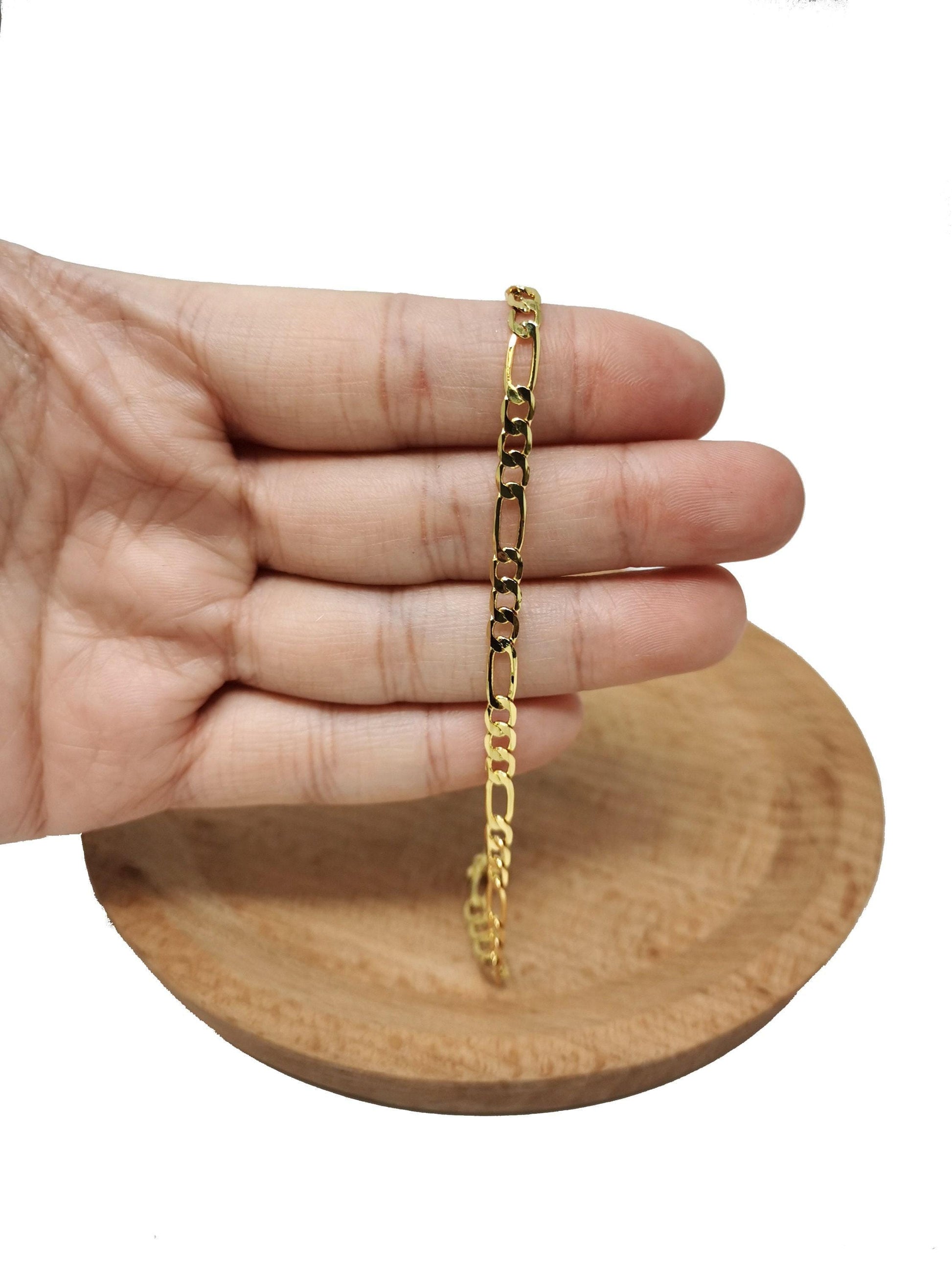 24k gold figaro chain by yard, cable figaro chain by foot,wholesale bulk roll chain for jewelry making, width is 4mm, 102