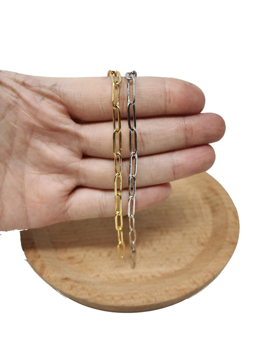 Gold paperclip chain by yard, oval link chain, wholesale bulk roll chain for diyjewelry, thickness 0.7mm,72,95