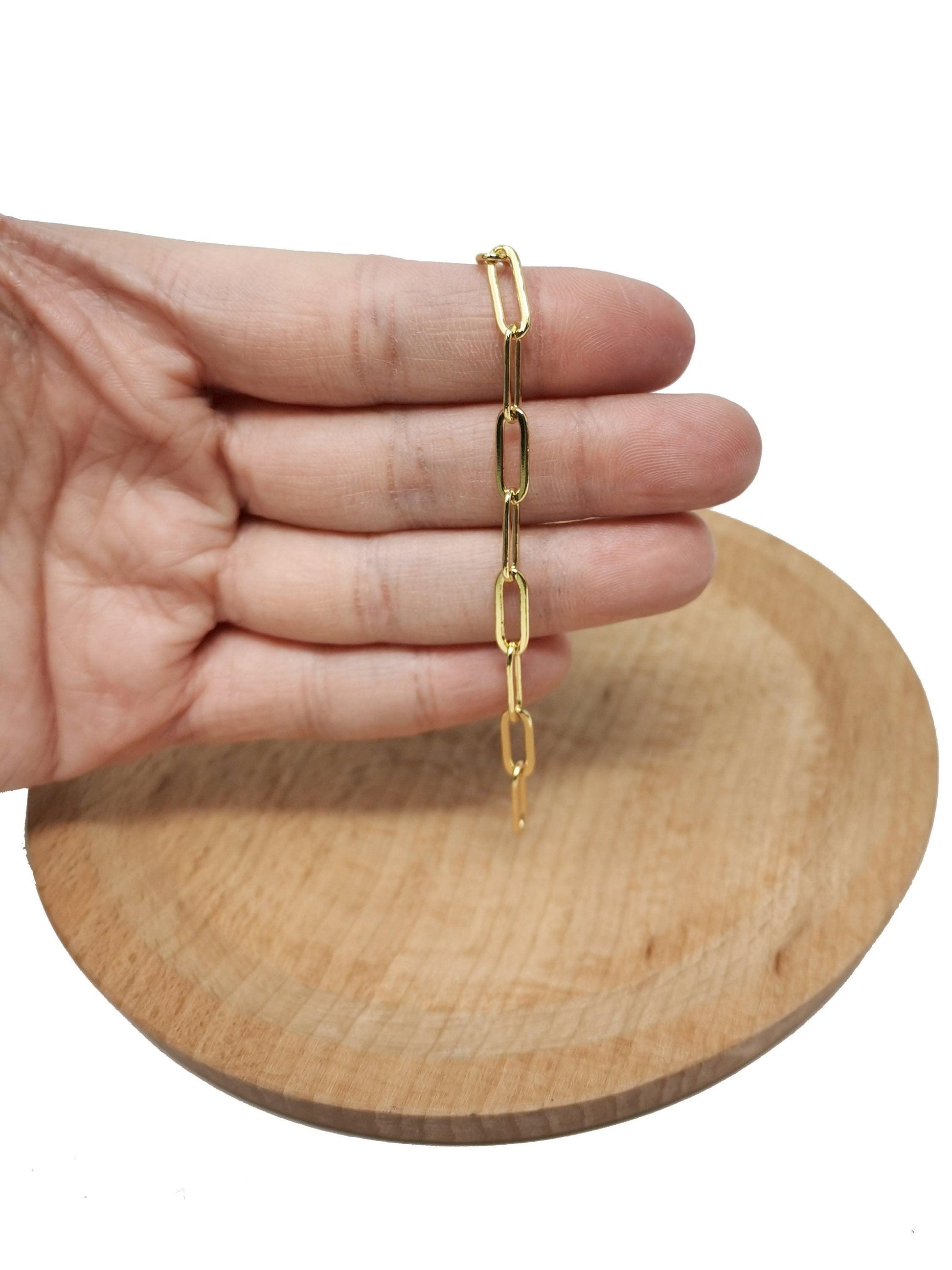 Gold paperclip chain by yard, oval link chain, wholesale bulk roll chain for diyjewelry, thickness 0.7mm,72,95