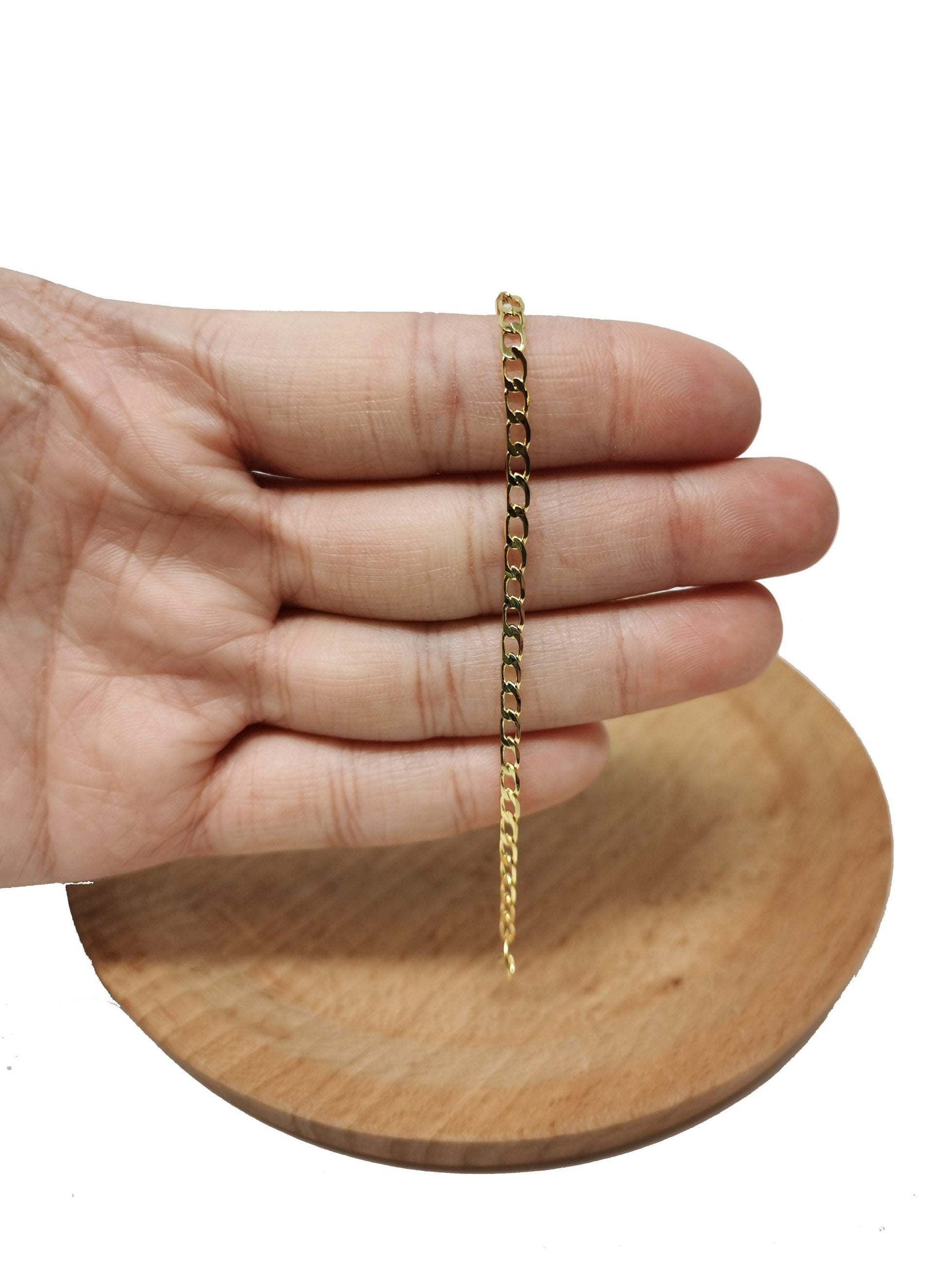 24k gold cuban curb chain by yard, cuban curb chain by foot, wholesale bulk roll chain for jewelry making, width is 3mm,87