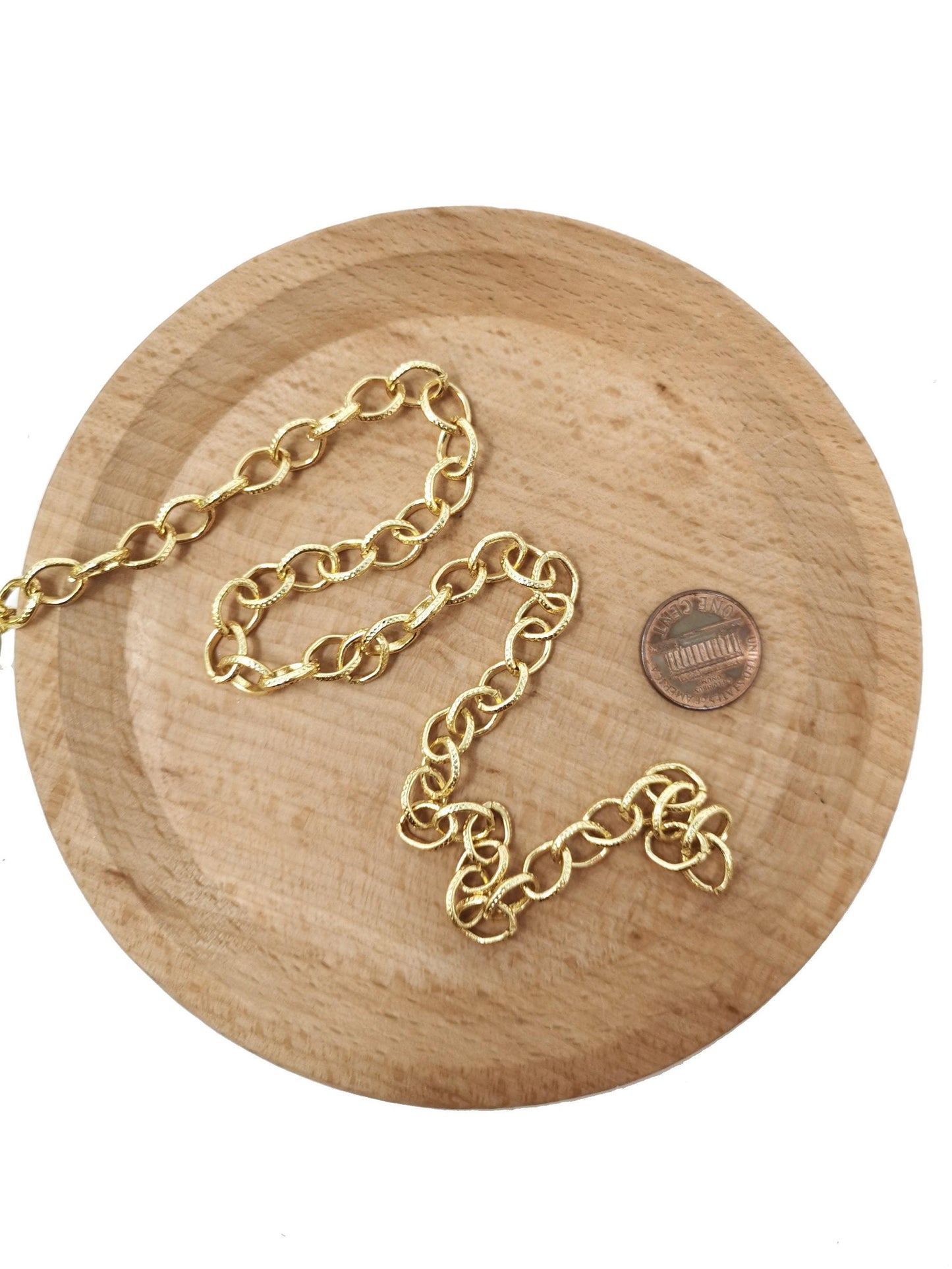 Gold rolo cable chain by yard, rolo cable chain by foot, wholesale bulk roll chain, width 8mm, roll-98,94
