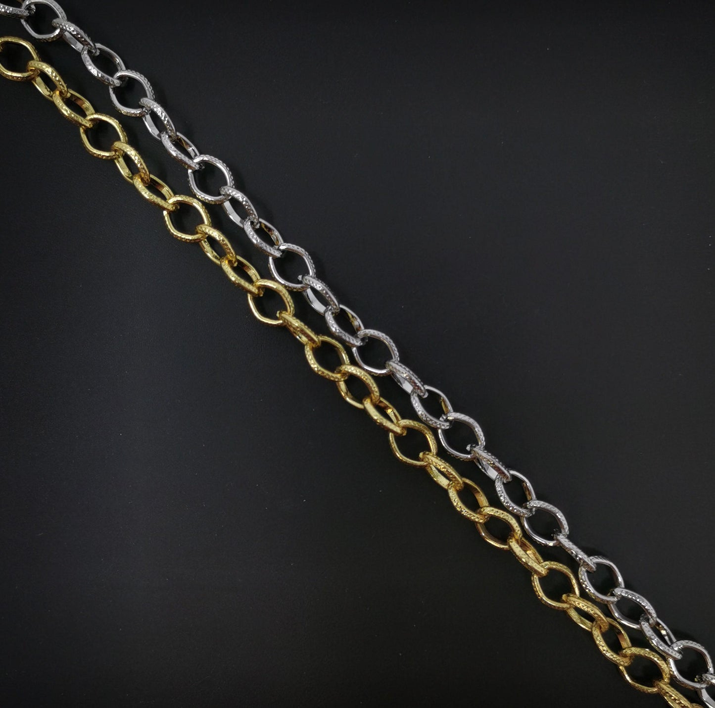 Gold rolo cable chain by yard, rolo cable chain by foot, wholesale bulk roll chain, width 8mm, roll-98,94