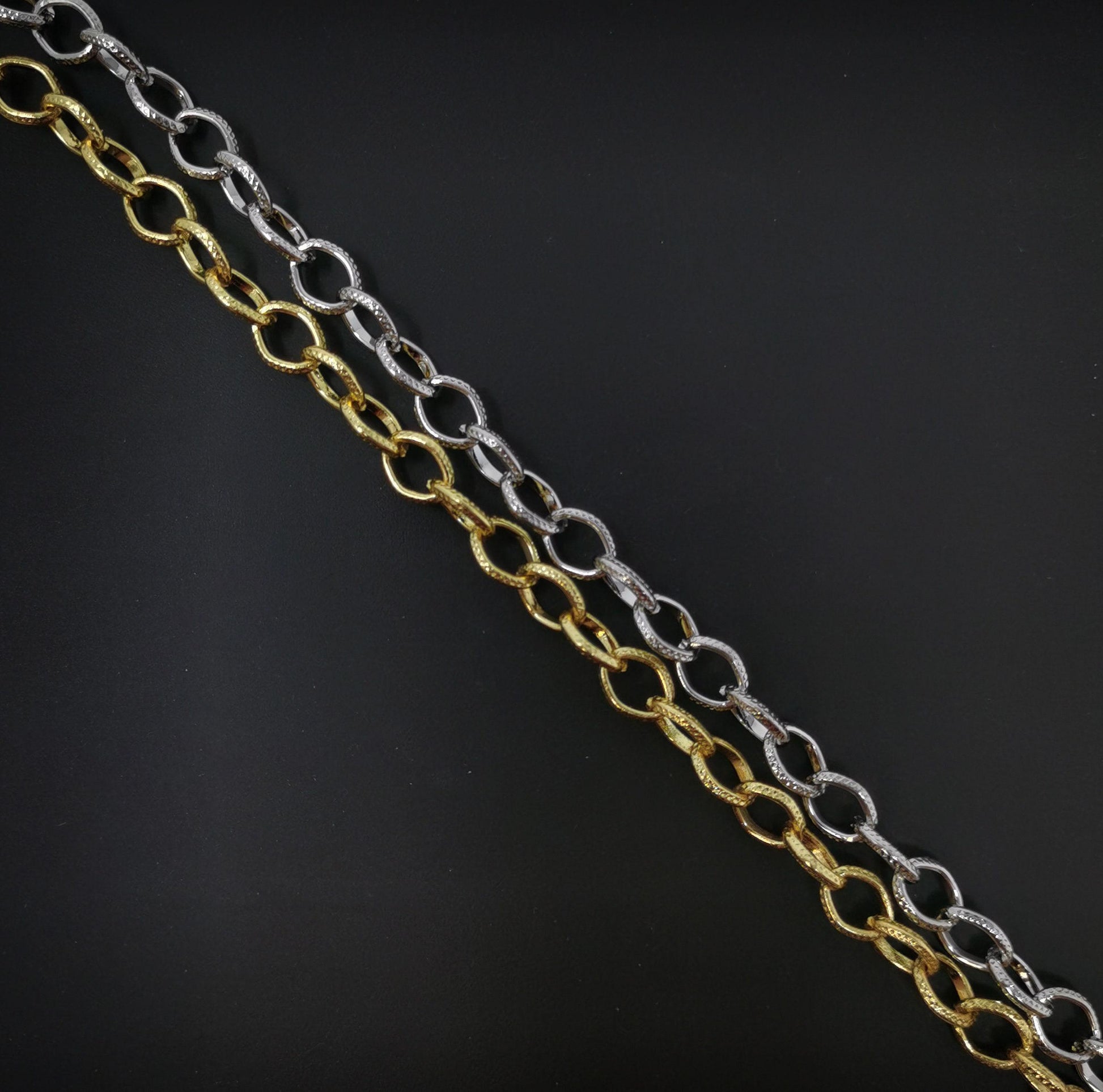 Gold rolo cable chain by yard, rolo cable chain by foot, wholesale bulk roll chain, width 8mm, roll-98,94