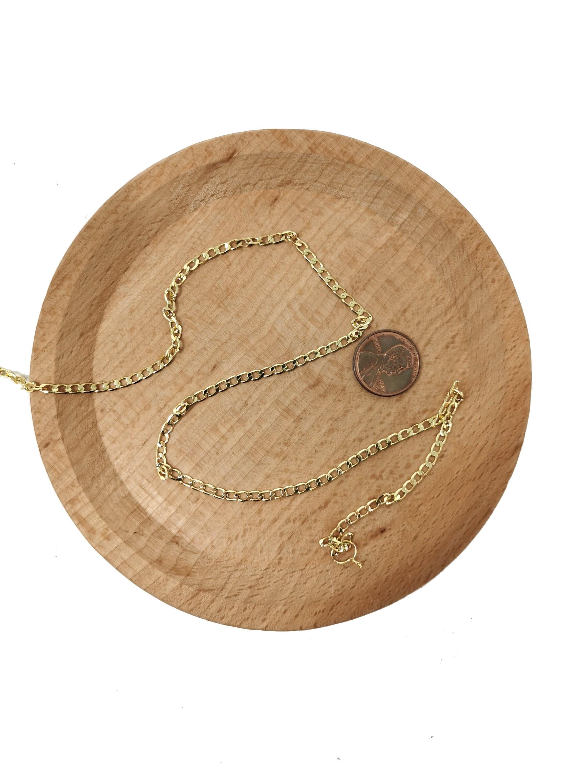 24k gold cuban curb chain by yard, cuban curb chain by foot, wholesale bulk roll chain for jewelry making, width is 3mm,87