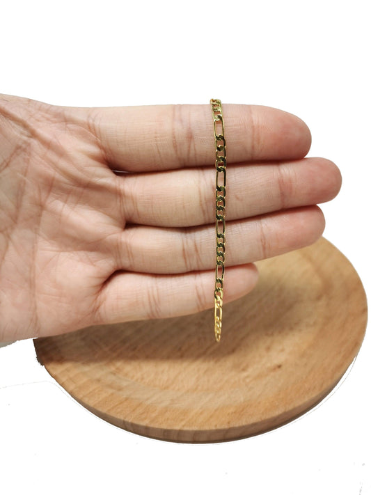 24k gold figaro chain by yard, cable figaro chain by foot, wholesale bulk roll chain for jewelry making, width is 3mm,86