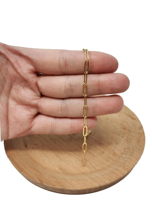 Gold paperclip chain by yard, oval link chain by foot, wholesale bulk roll chain for diy jewelry, thickness 0.6mm, 77