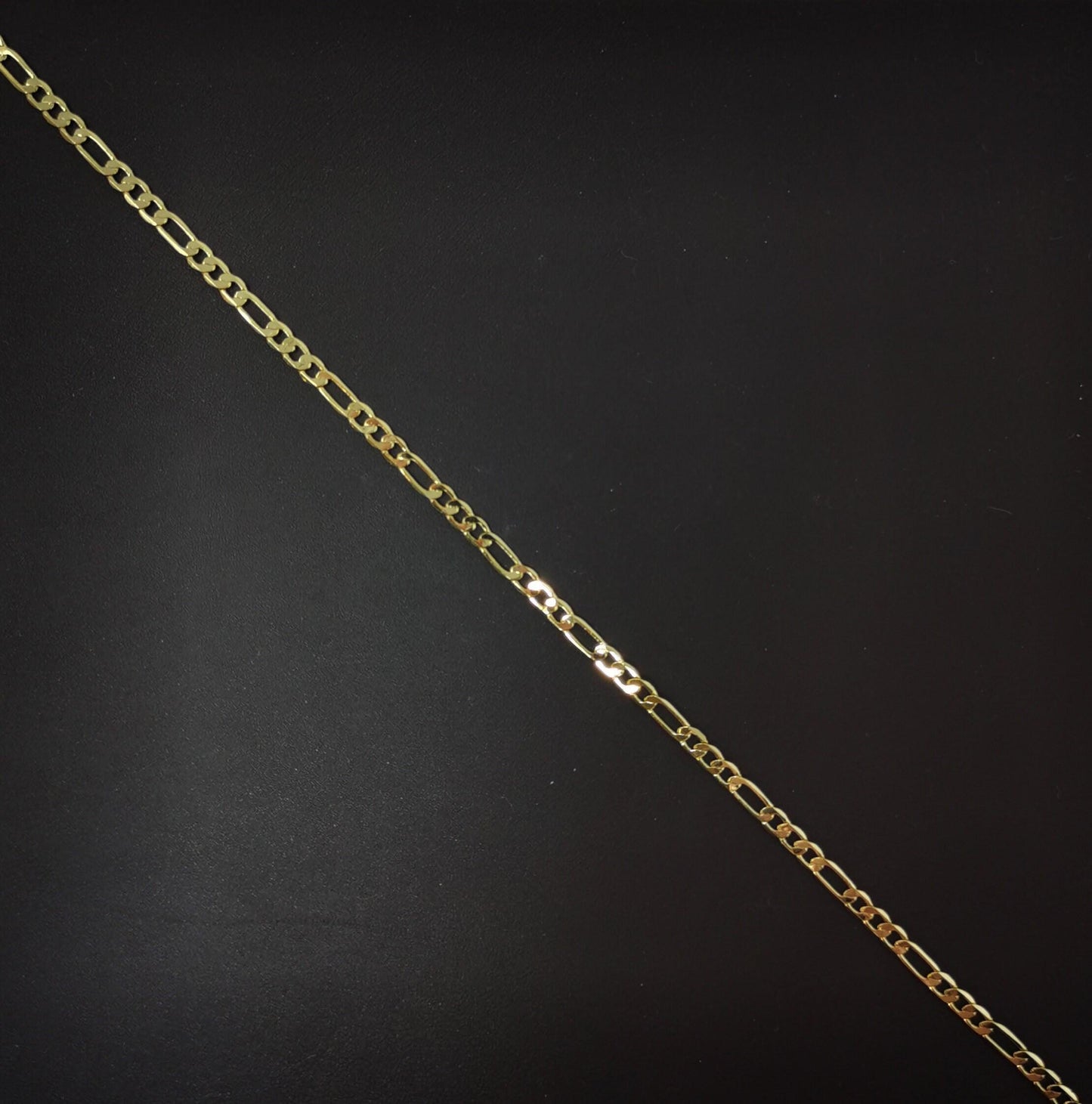 24k gold figaro chain by yard, cable figaro chain by foot, wholesale bulk roll chain for jewelry making, width is 3mm,86