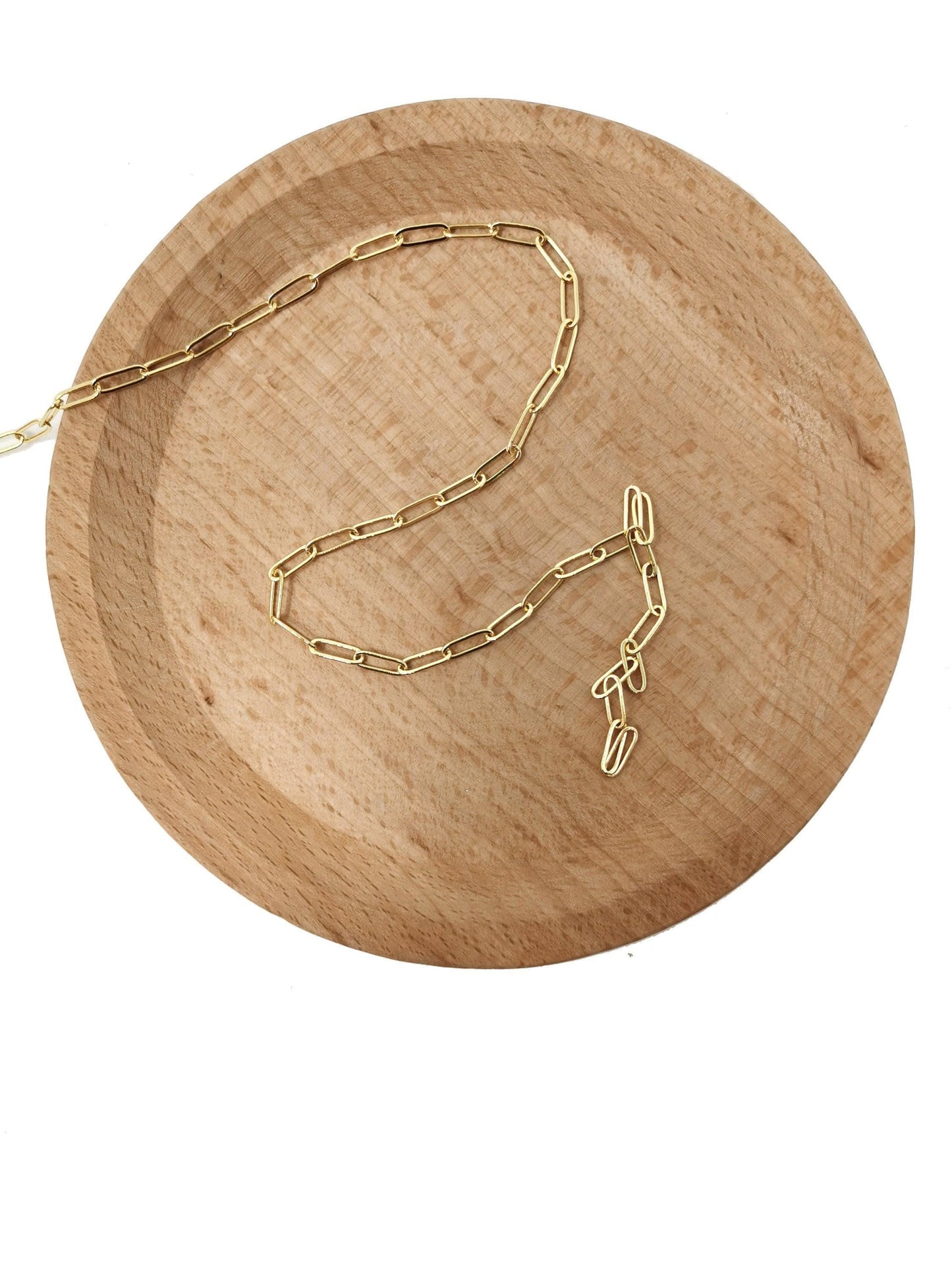Gold paperclip chain by yard, oval link chain by foot, wholesale bulk roll chain for diy jewelry, thickness 0.6mm, 77