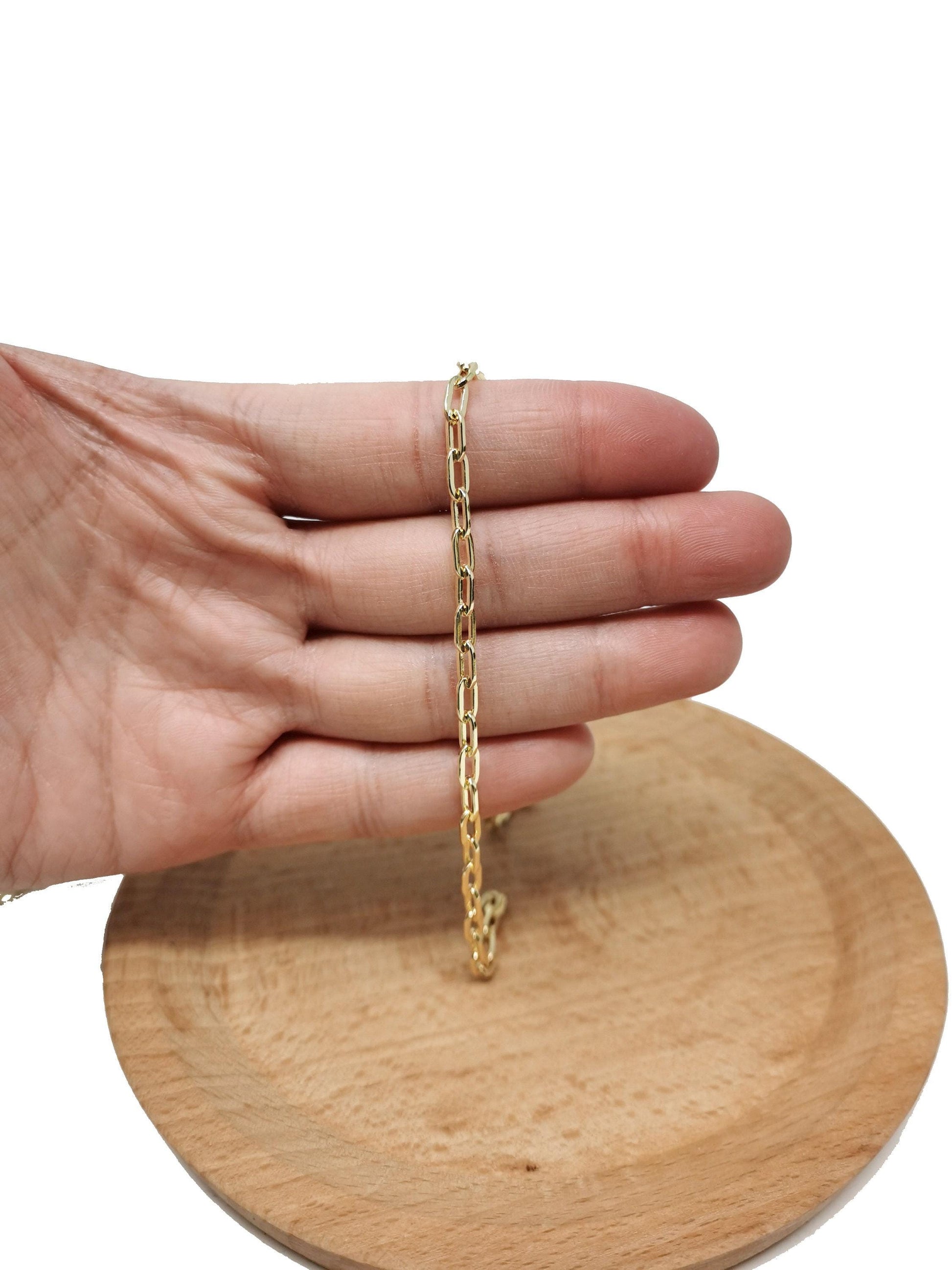 24k gold rolo cable chain by yard, oval link chain, wholesale bulk roll chain for jewelry making 1mm thick #68