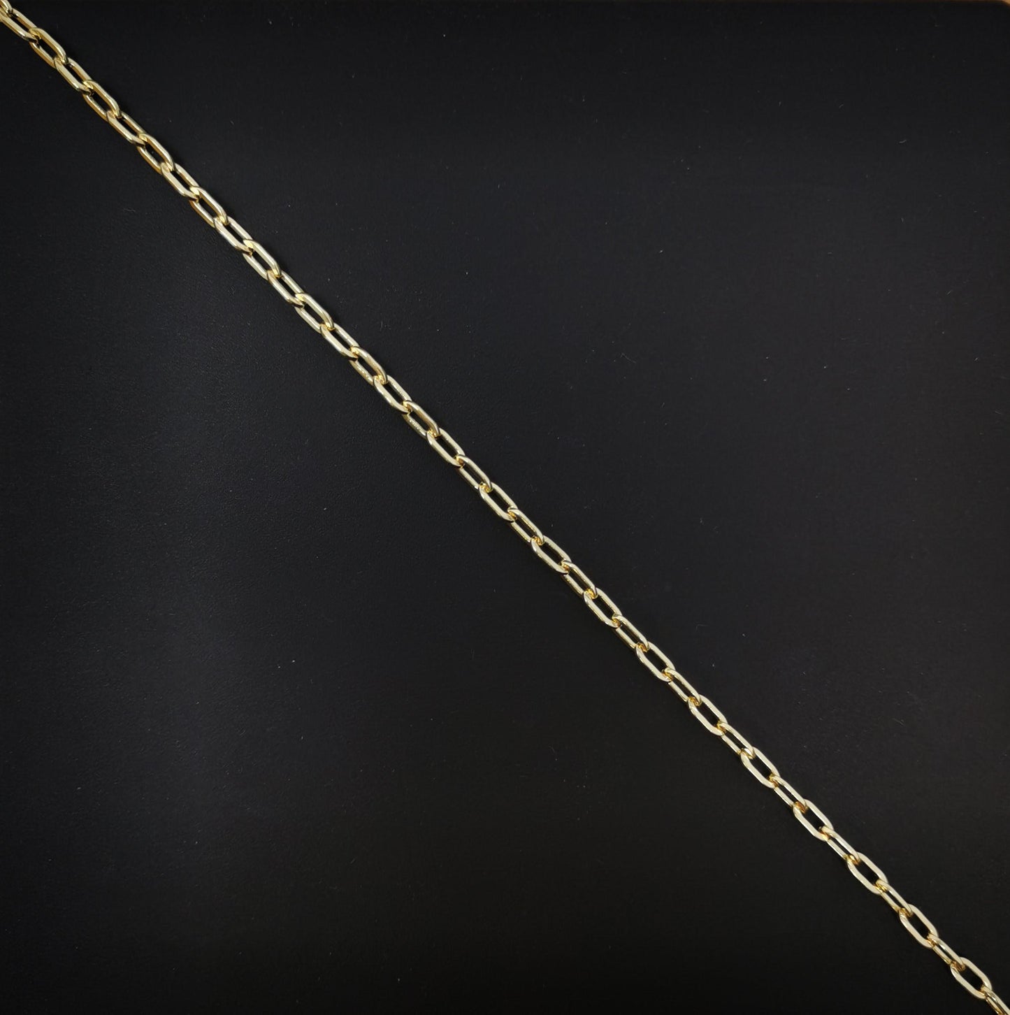 24k gold rolo cable chain by yard, oval link chain, wholesale bulk roll chain for jewelry making 1mm thick #68