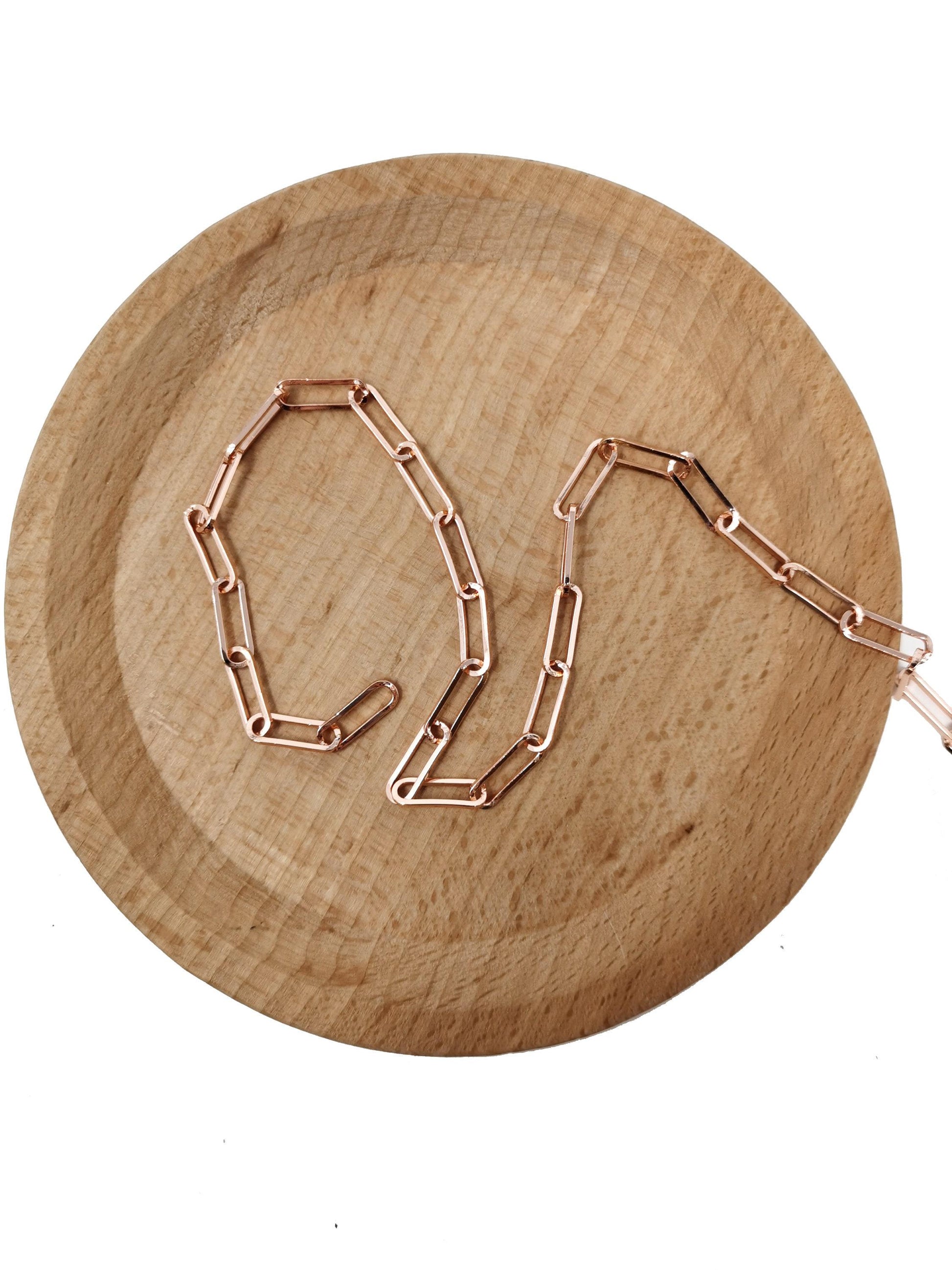 Gold rolo cable paperclip chain by yard, link cable rolo elongate chain by foot, roll chain for jewelry making, 57,58,59,60