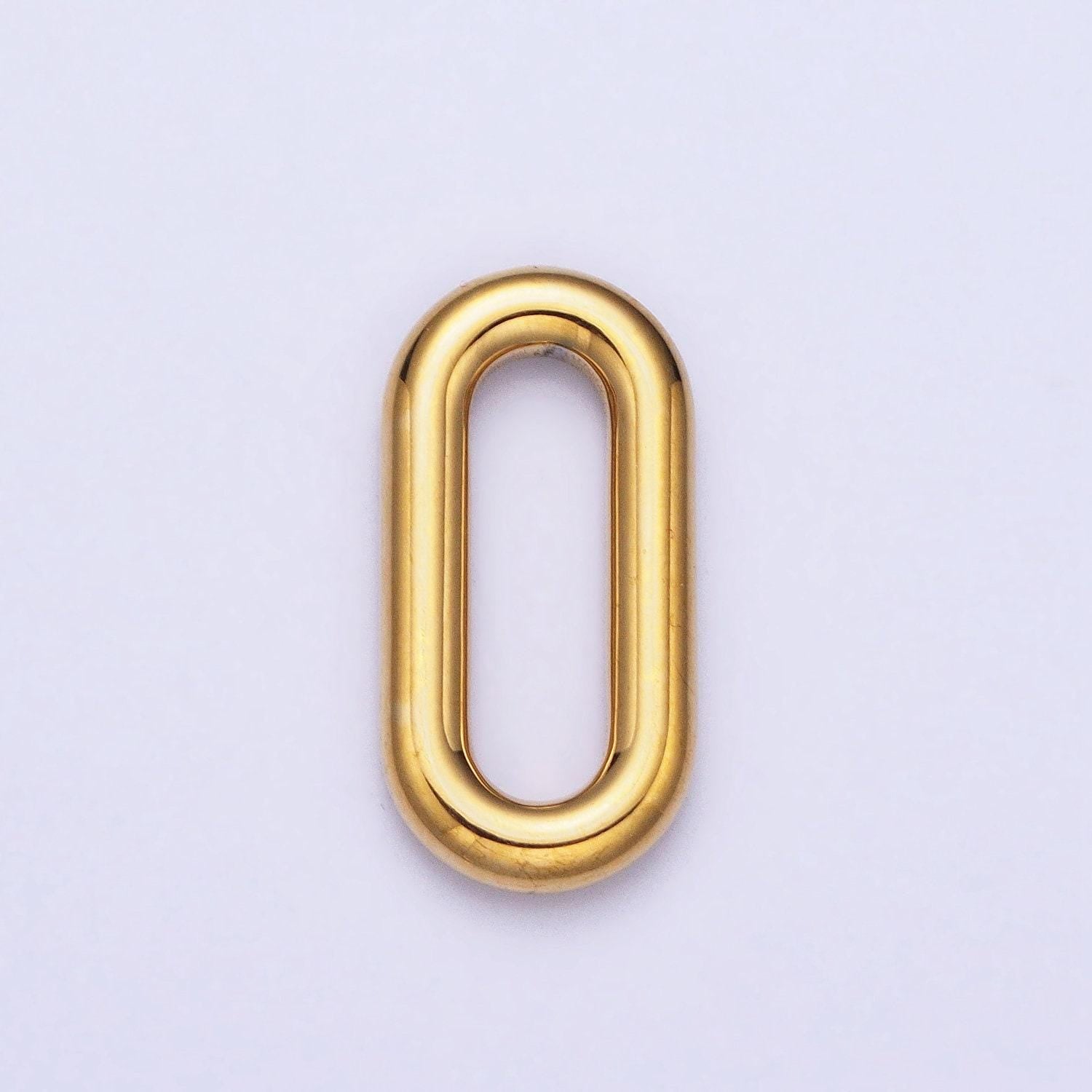 Stainless steel rectangular oblong paperclip link charm in gold & silver elongated link chain for necklace bracelet supply | p-903