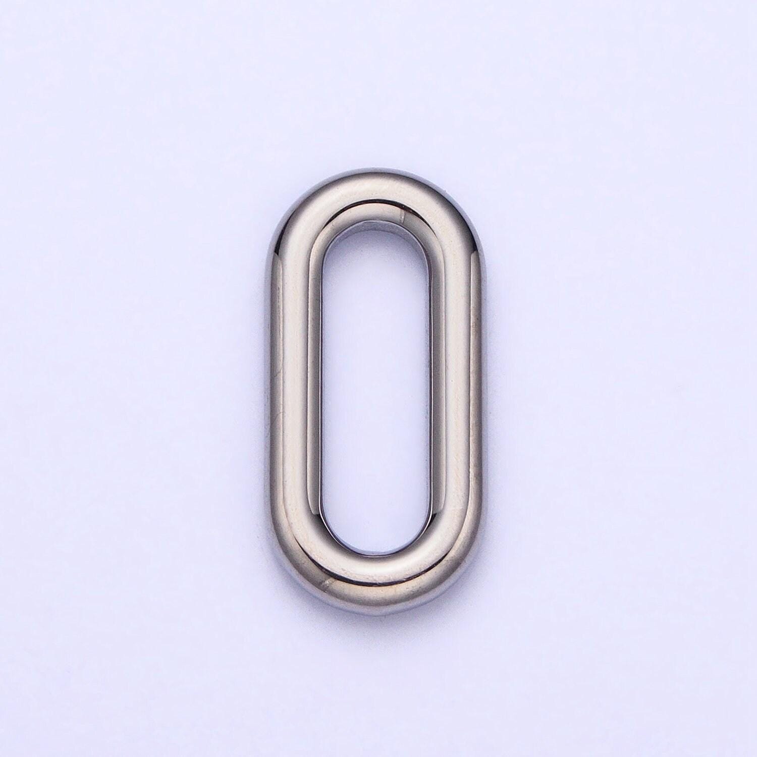 Stainless steel rectangular oblong paperclip link charm in gold & silver elongated link chain for necklace bracelet supply | p-903