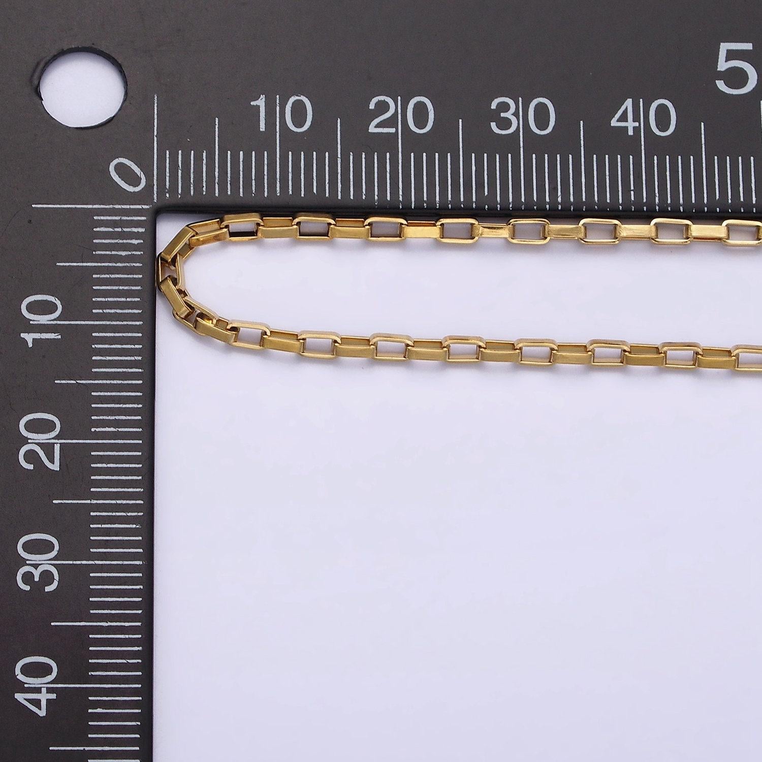 Stainless steel 2mm dainty rectangular box 17.72 inch layering chain necklace | wa-1991