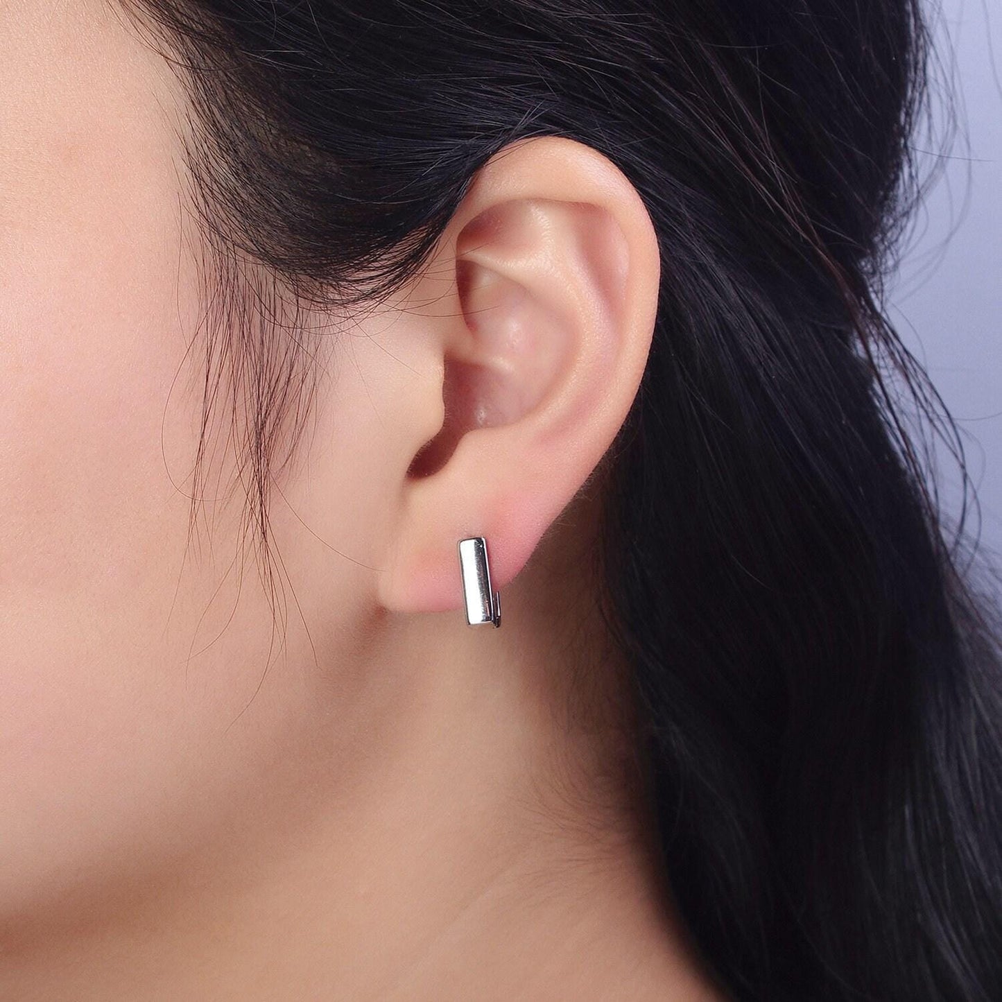 Dainty geometric square hoop earrings minimalist oblong huggie hoops for everyday use earring jewelry gold, silver earring ab305 ad798